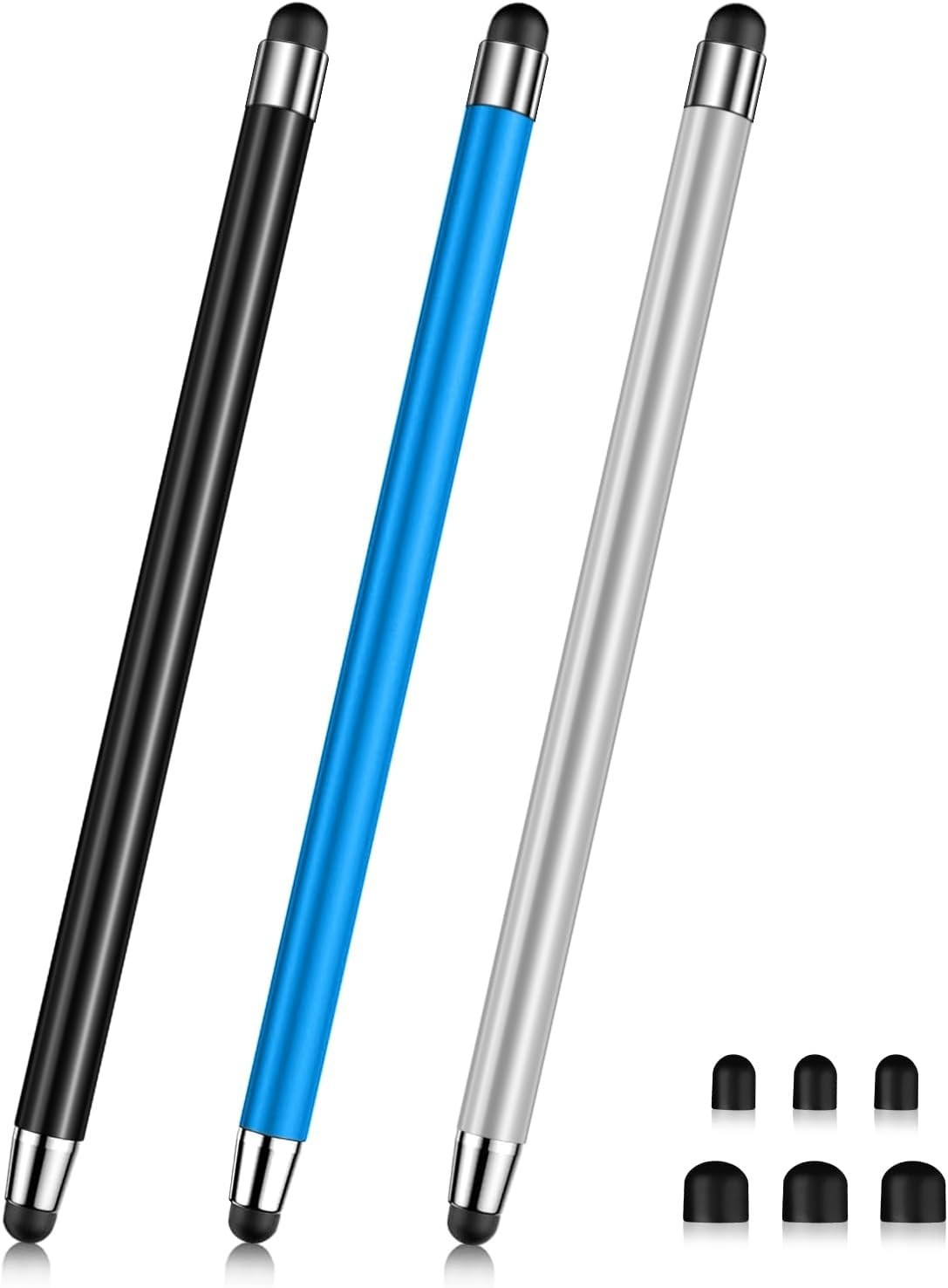 Stylus (3 Pcs), 2-in-1 Pen for Touch Screen, High Silvery/Blue/Black