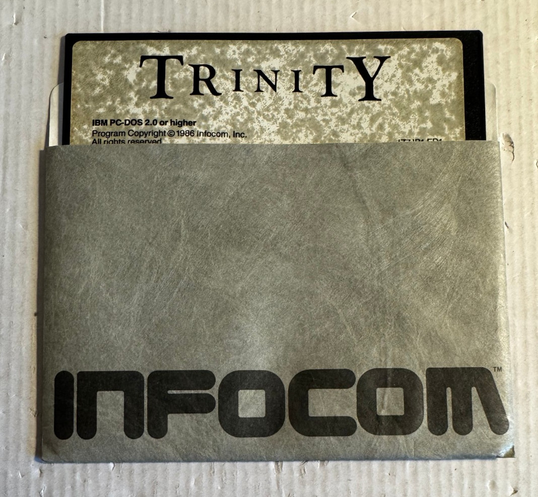 Trinity Infocom 1986 IBM PC-DOS Floppy Disk + Sleeve