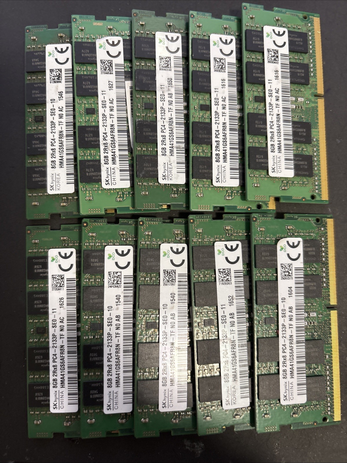 Lot Of 10 SK  hynix 8GB 2rx8 PC4 -2133p Laptop Memory