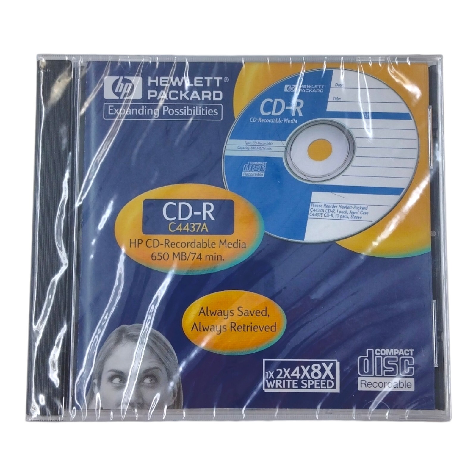 New Sealed HP Hewlett Packard CD-R C4437A 650 MB 74 Min 8x Write Speed 1998