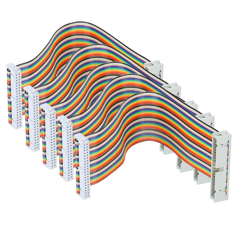 5 PCS GPIO Ribbon Cable Male To Female 40pin Breadboard Jumper Wire 20cm