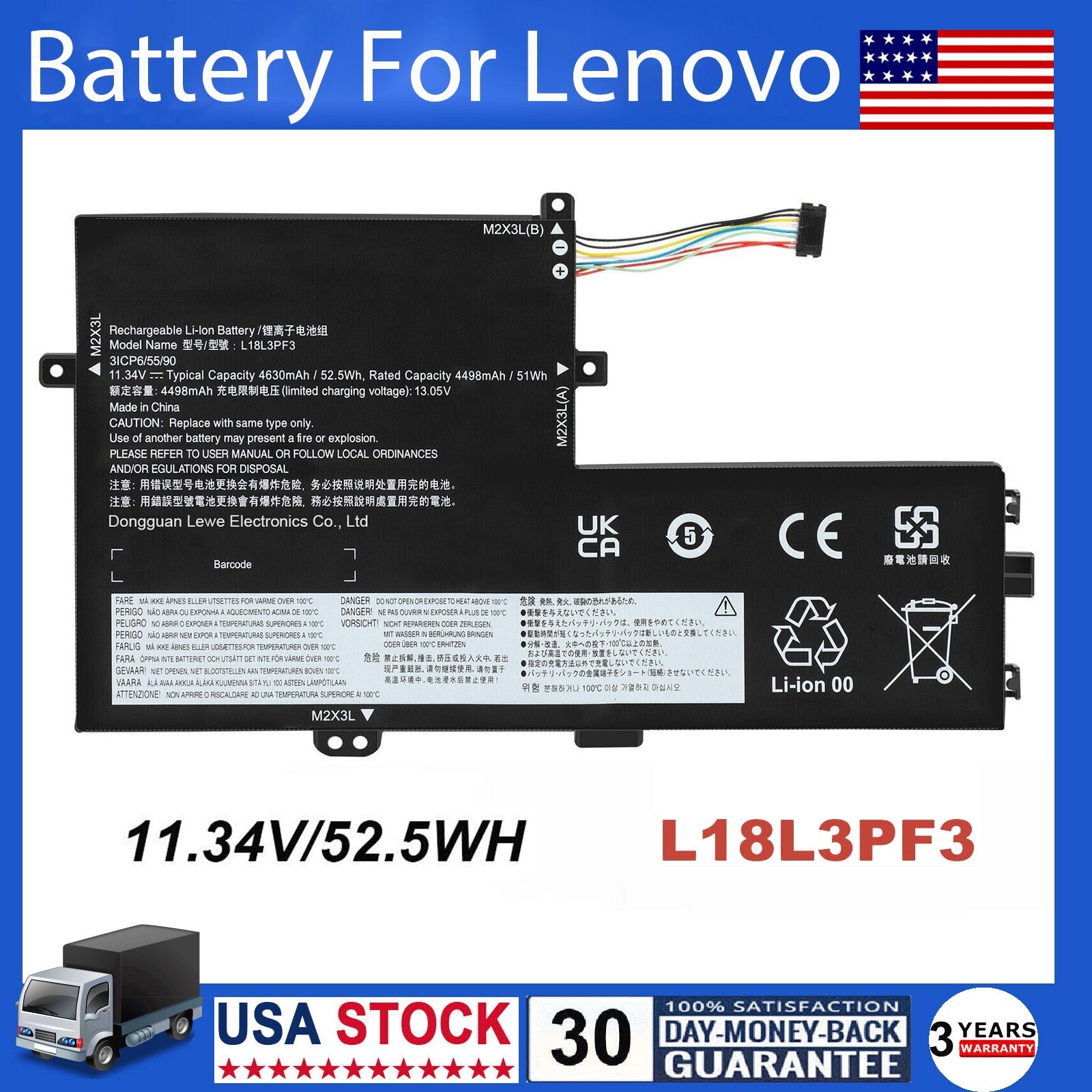 L18L3PF3 L18M3PF7 L18M3PF6 Battery For Lenovo Ideapad L18C3PF7 L18L3PF2 S340 US