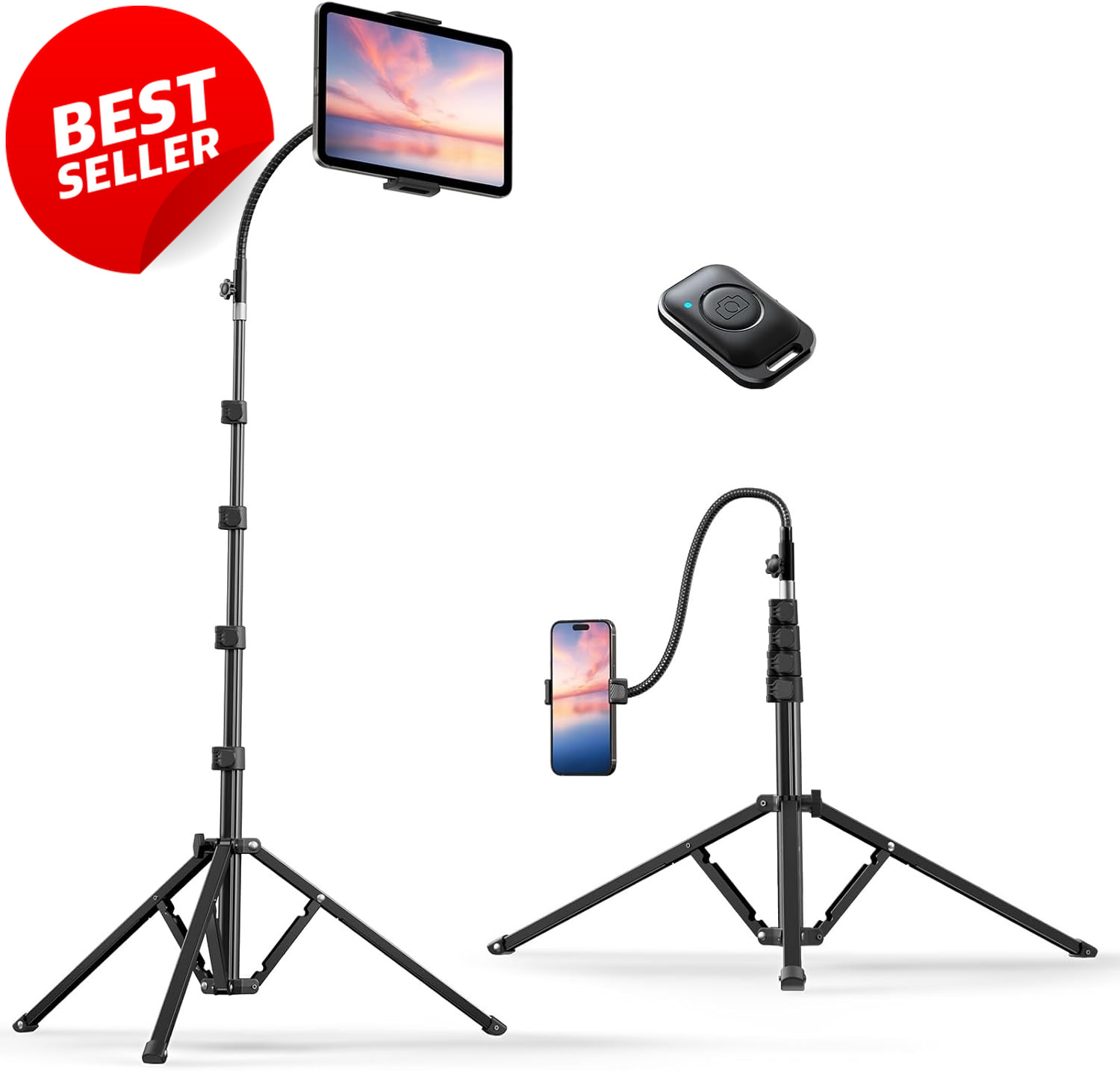 Heavy Duty Tablet Tripod Stand 82" Floor Stand Remote Gooseneck iPad Phone - US