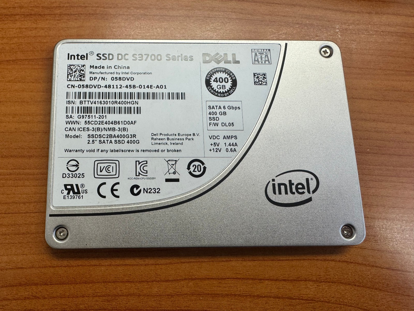 SSDSC2BA400G3 Intel DC S3700 Series 400GB SATA 6Gbps 2.5in SSD 100% GOOD HEALTH