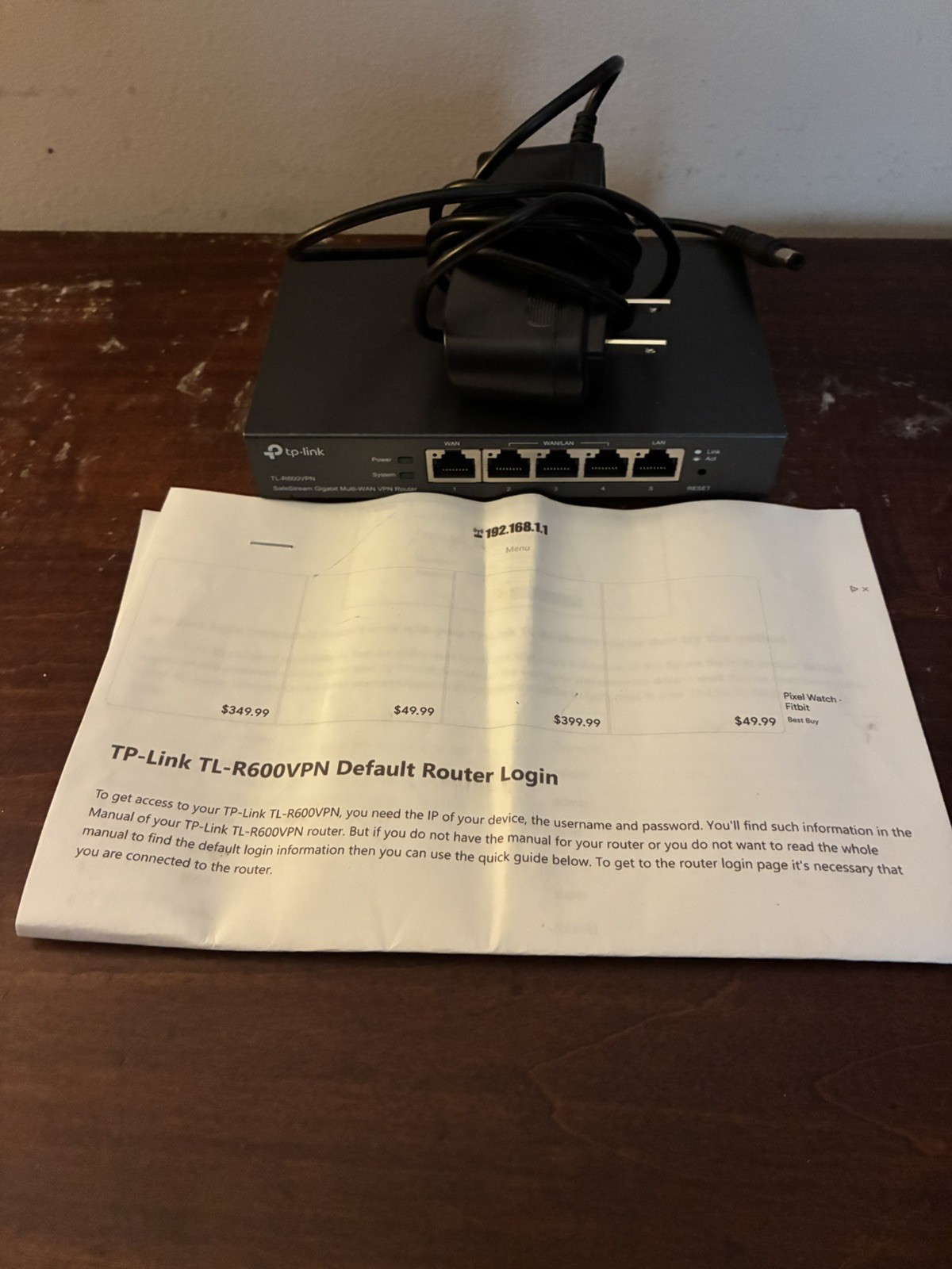 TP - LINK SafeStream  TL - R600VPN Gigabit Multi - WAN VPN  Router - Commericial