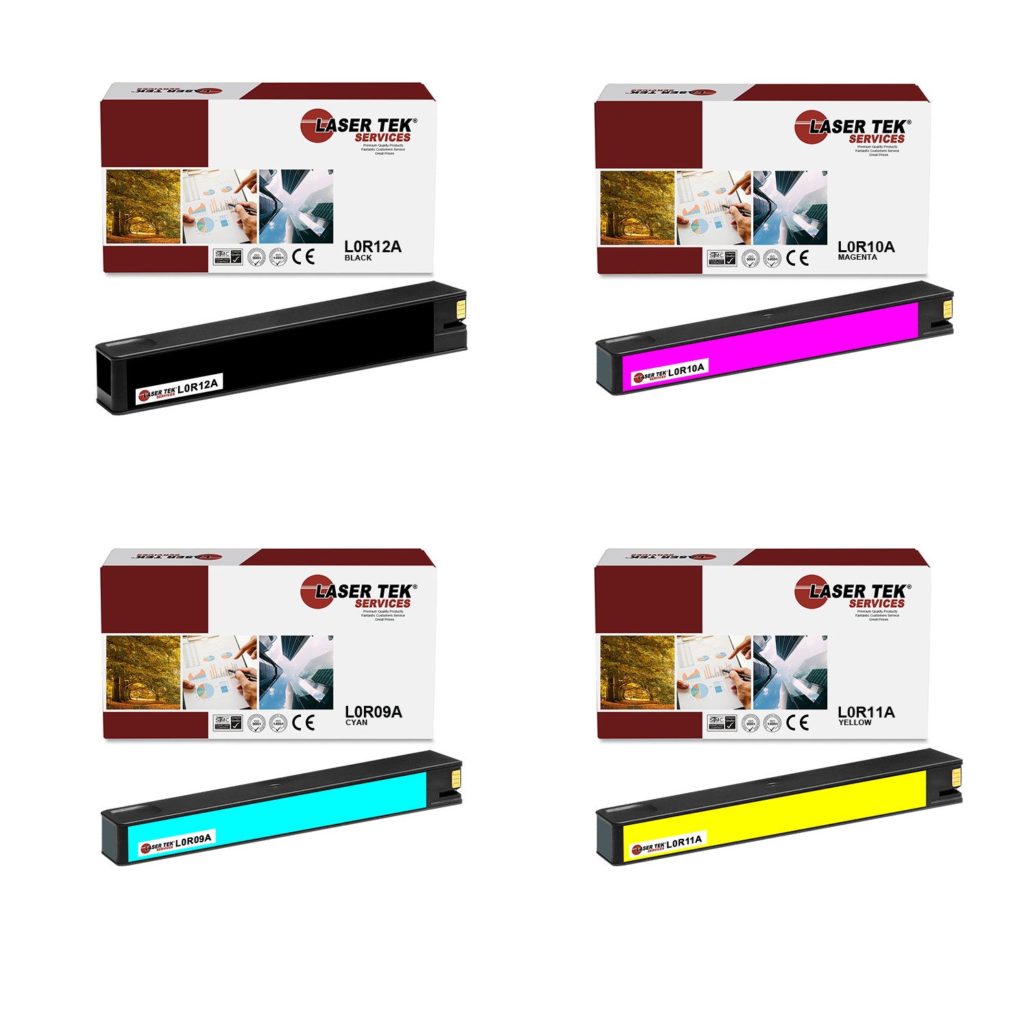 4Pk LTS 981X BCMY HY Compatible for HP PageWide Enterprise 556dn 556xh Ink