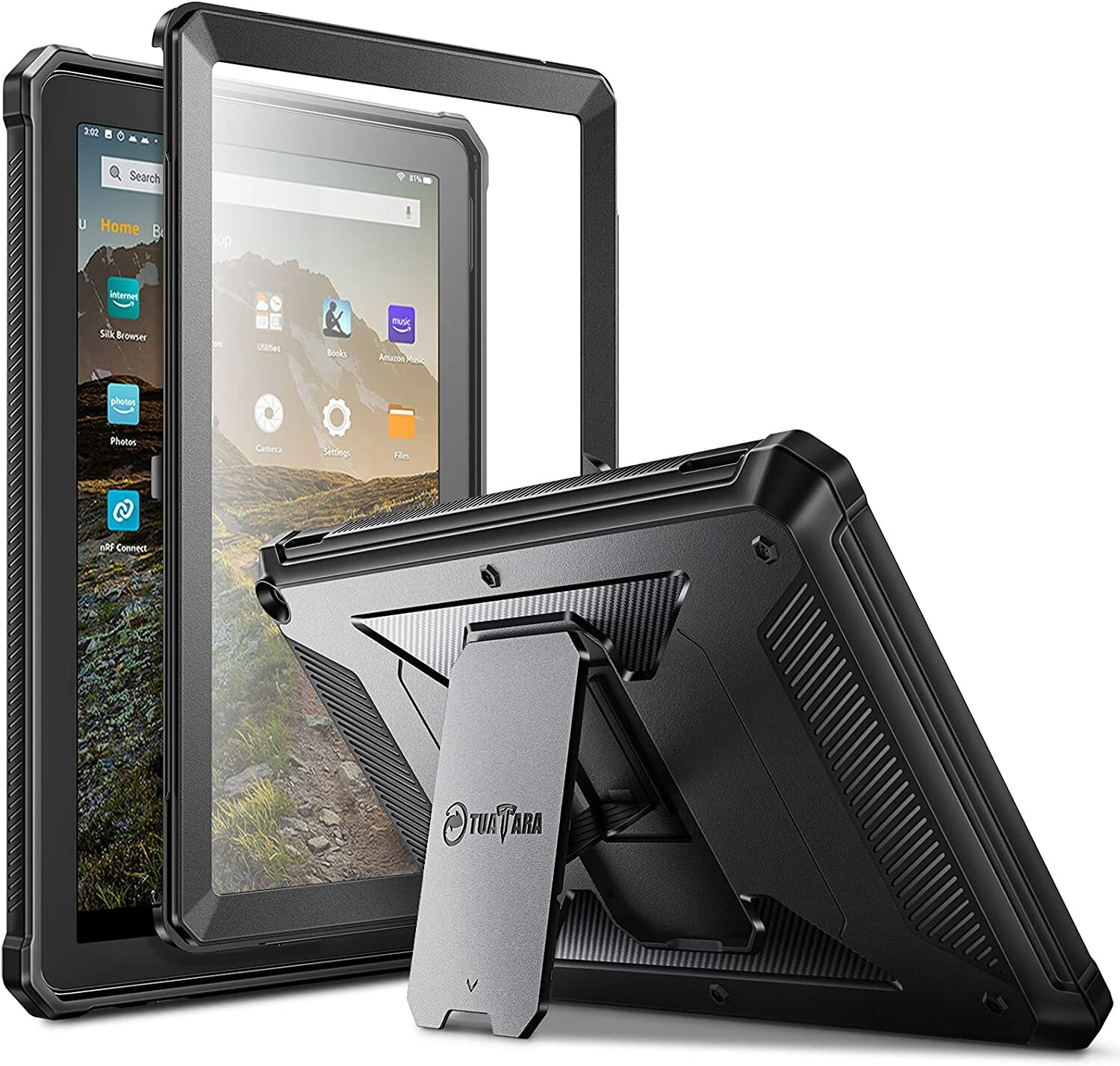 Rugged Case for Amazon Fire HD 10/10 Plus (11th Gen 2021) Hybrid Kickstand Cover