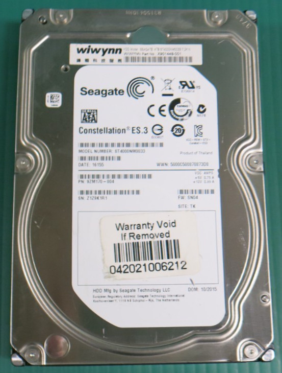 Seagate / WIWYNN /4TB / 128MB  SATA 7.2KRPM 3.5" HDD / ST4000NM0033 / 9ZM170-004