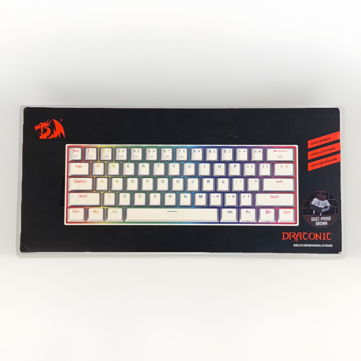 Redragon K530W-RGB White Compact Mechanical Wired USB-C Keyboard, English