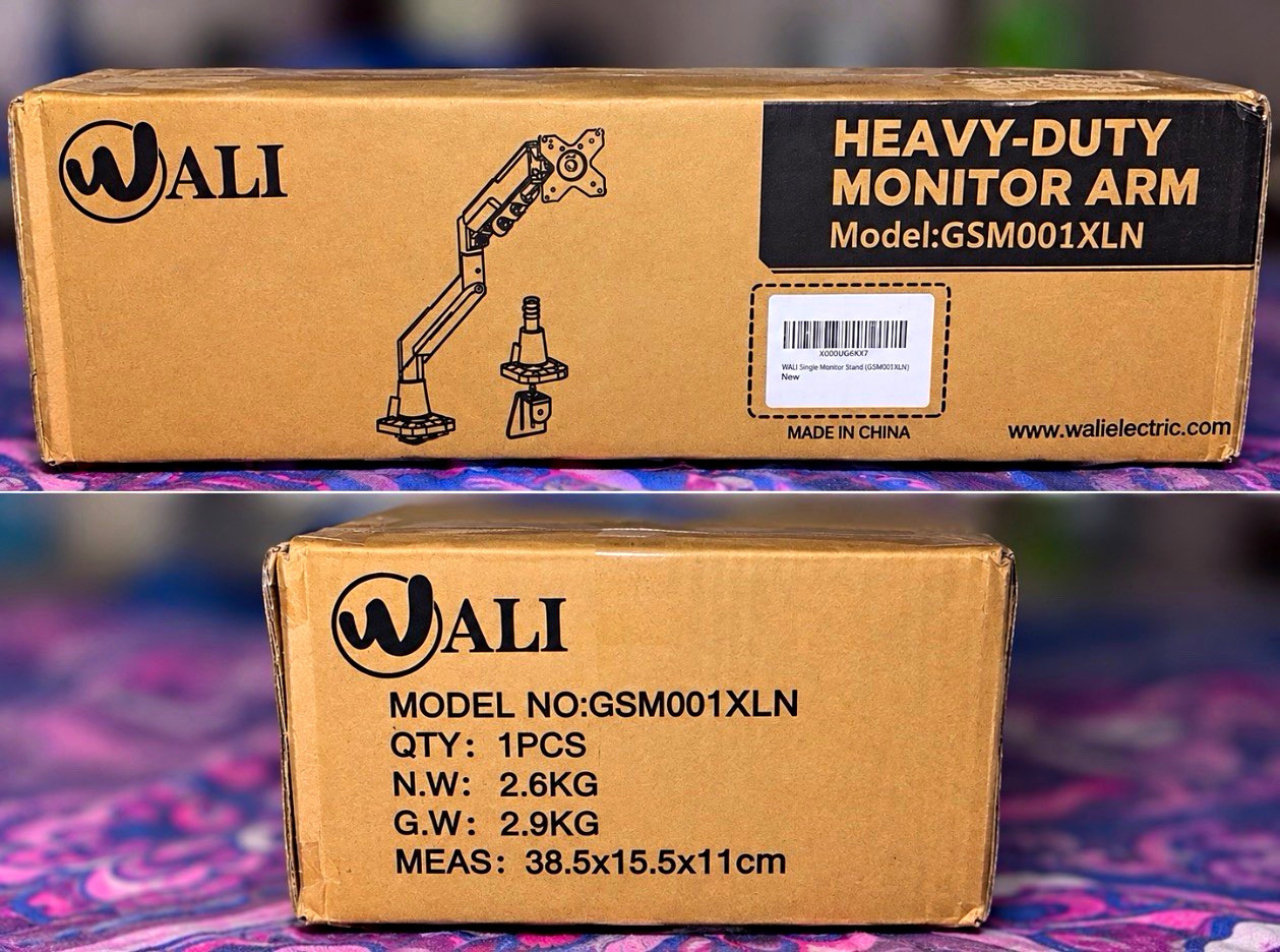 WALI GSM001XLN Single Monitor Desk Mount Arm 17-49in VESA Clamp/Grommet