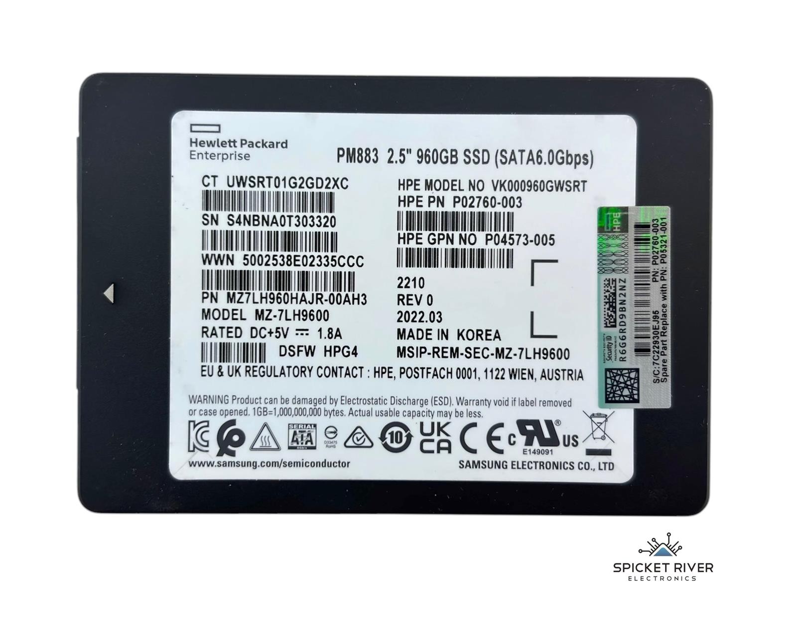 Samsung PM883 MZ-7LH9600 960GB SATA 6Gb/s 2.5" Internal SSD Solid State Drive