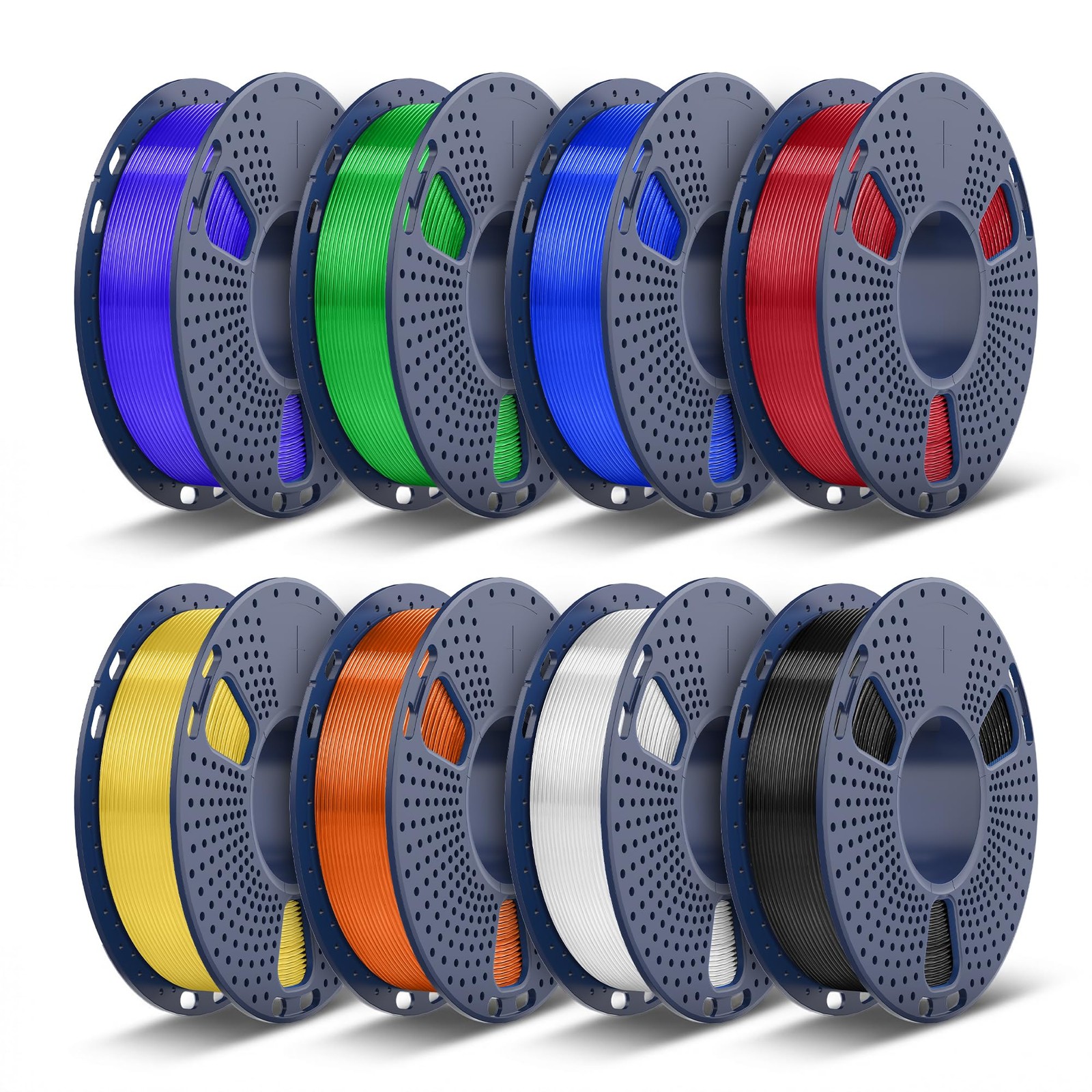 TECBEARS PLA Filament Bundle, 2kg Bundle, Clear, 0.25kg/Spool, 8 Packs