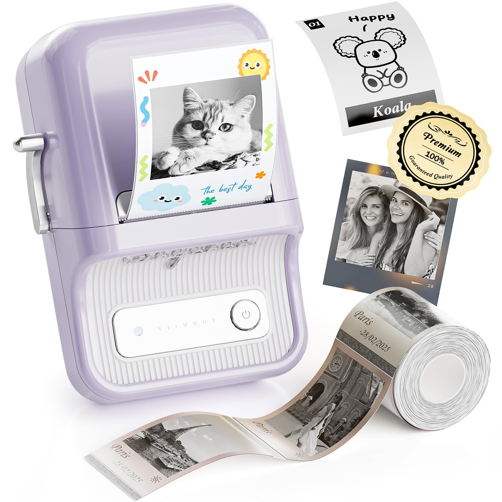 Label Maker, B21 Pro 300DPI HD Sticker Printer for Photos,Purple