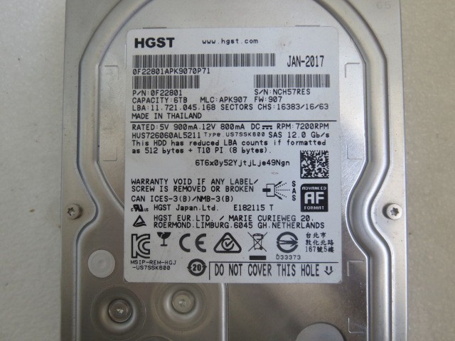 HITACHI HGST HUS726060AL5211 6TB 7200 RPM 128MB CACHE SAS 12GB/S 3.5"