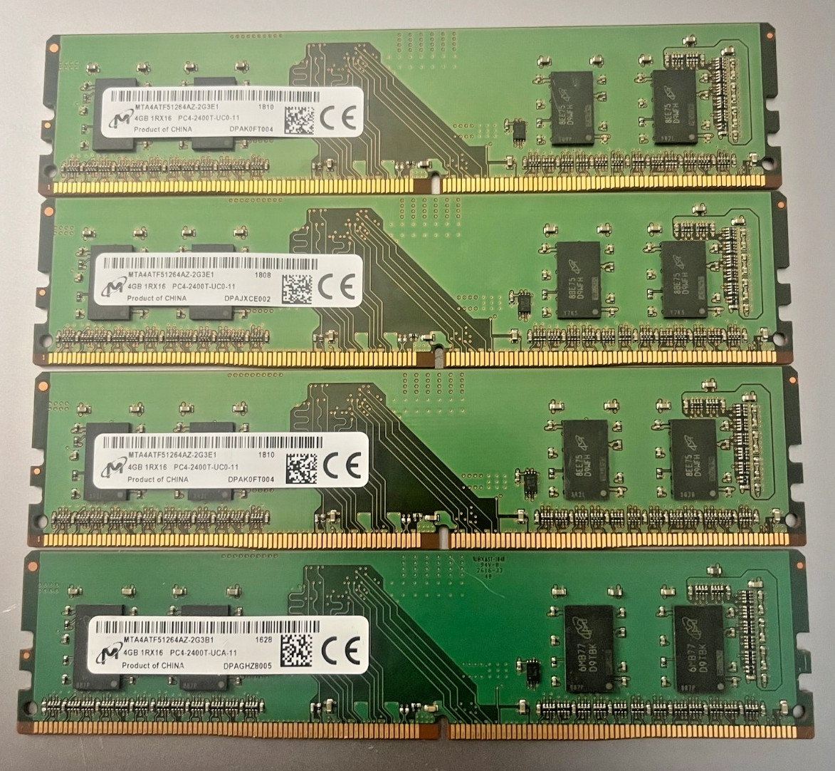 (Lot OF 14) MICRON 4GB 1RX16 PC4-2400T Memory RAM (14x4GB)