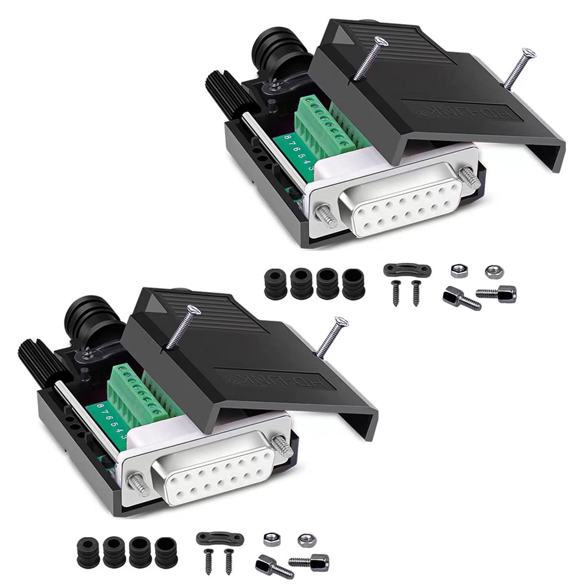 Solderless DB15 Female RS232 DSUB Serial Adapters Breakout Board 2 PCS