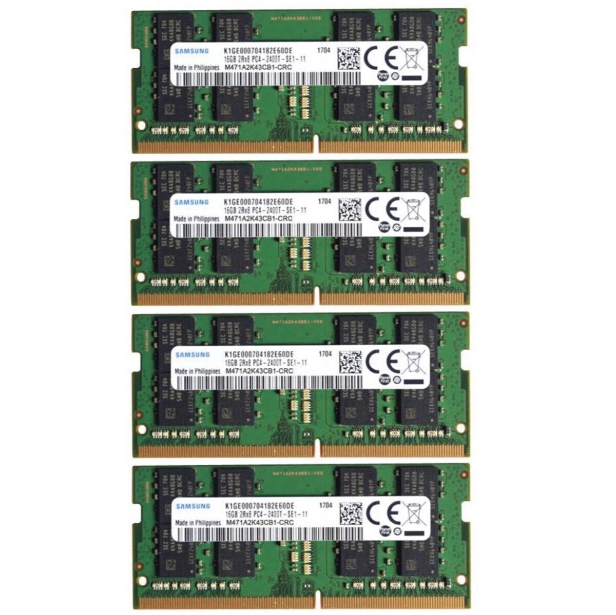 Samsung 128GB (4X16GB) DDR4 2400MHz PC4-19200 SODIMM Memory Ram M471A2K43CB1-CRC