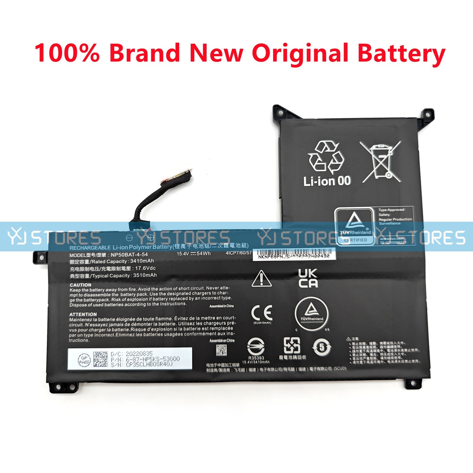 Genuine NP50BAT-4-54 OEM Battery for Gigabyte G5 G7 KF KE GE Clevo X17 NP70 AT22