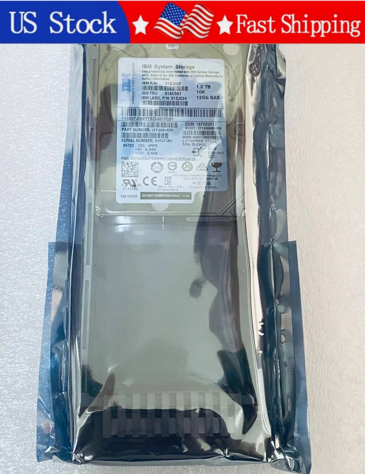 New IBM 01AC597 01EJ022 01EJ024 1.2TB 10K RPM 12Gbps 2.5" SAS HDD Hard Drive