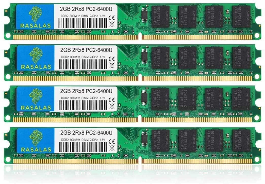 DDR2 8GB Kit 4x2GB DDR2-800 PC2-6400 UDIMM 1.8V CL6 240-Pin Non-ECC Board