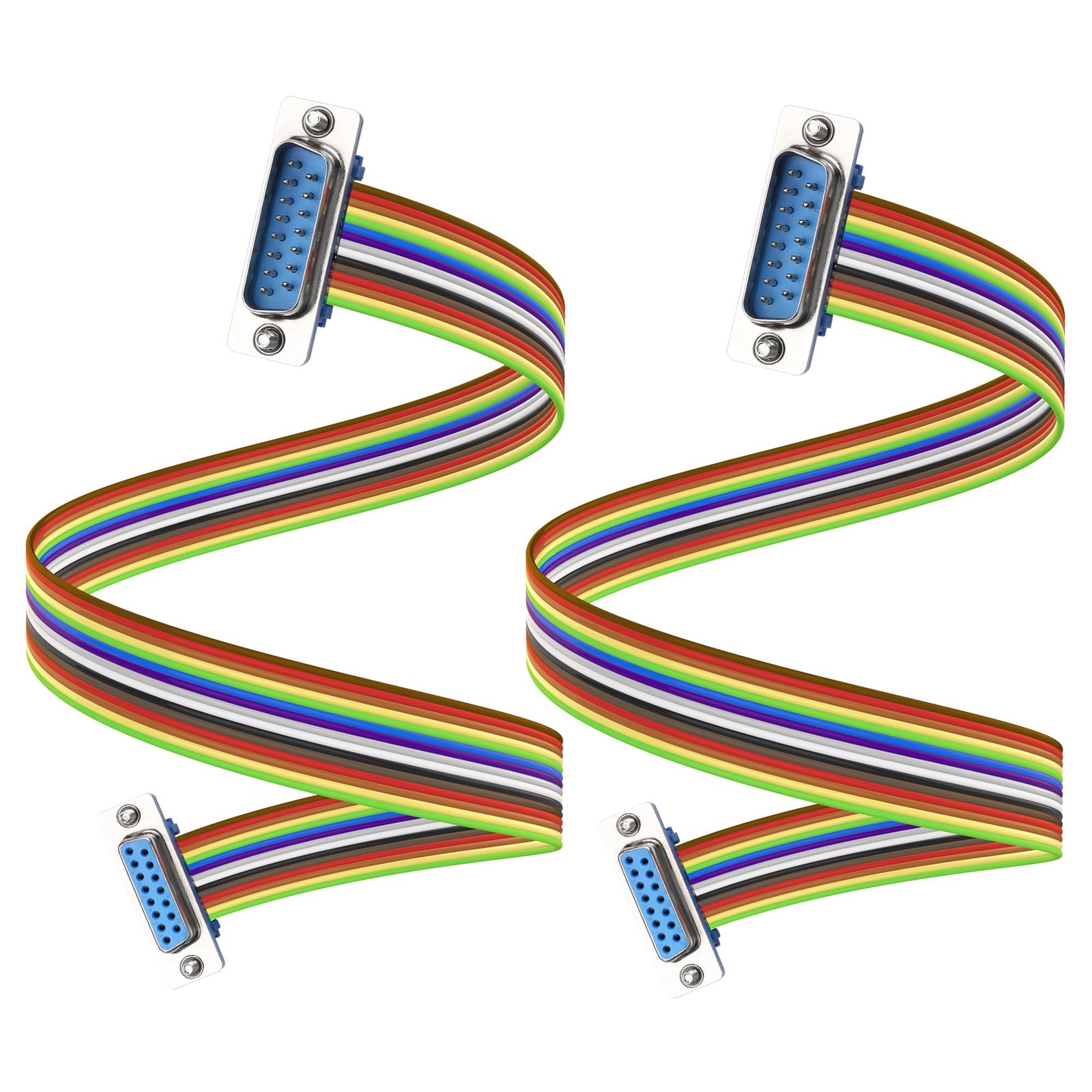 2 PCS DB15 RS232 Serial Extension Cable Male to Female DSUB 15Pin 1.6 FT