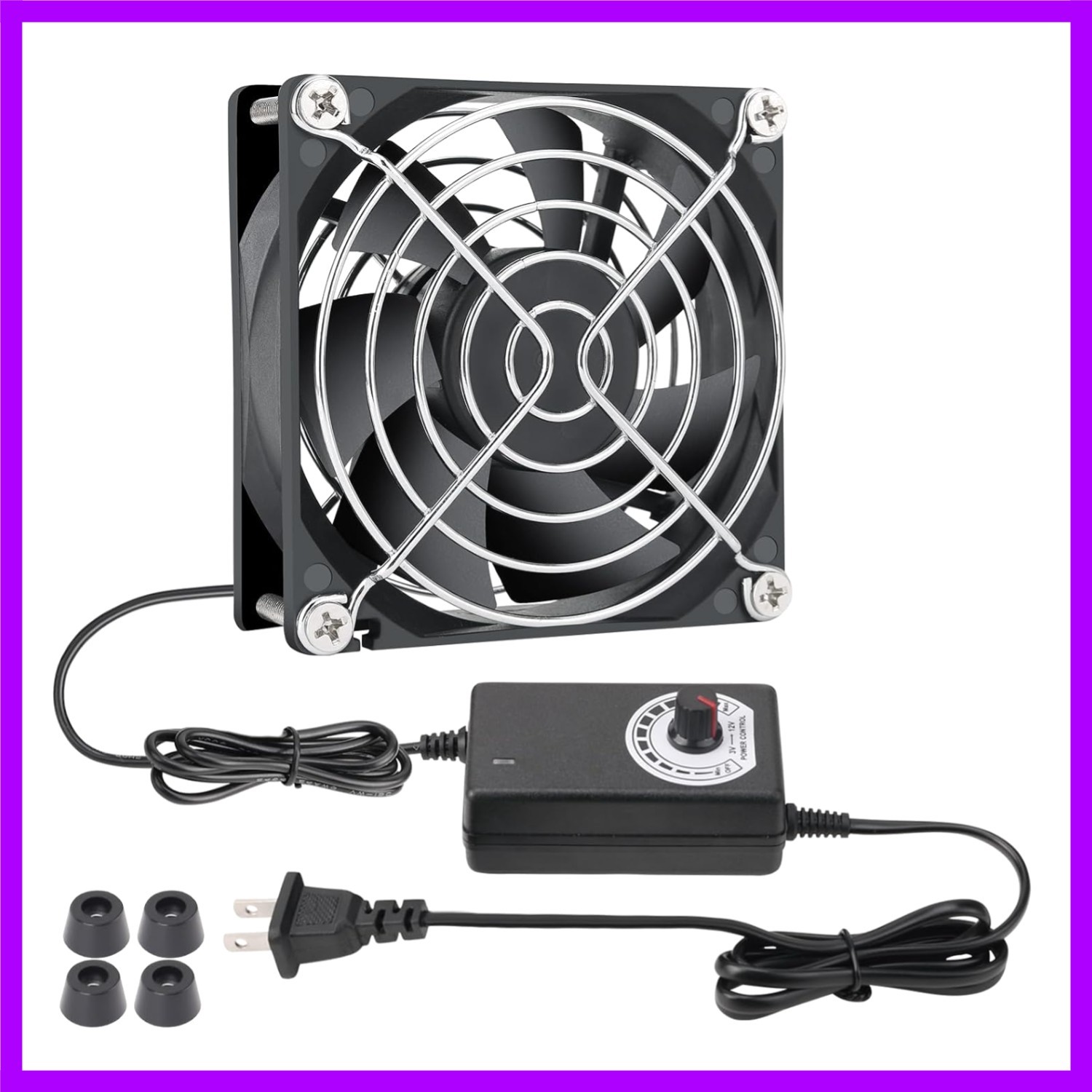 80mm Small Computer Fan with AC Plug, 110V 120V 220V 240V Fan with Speed Cont...