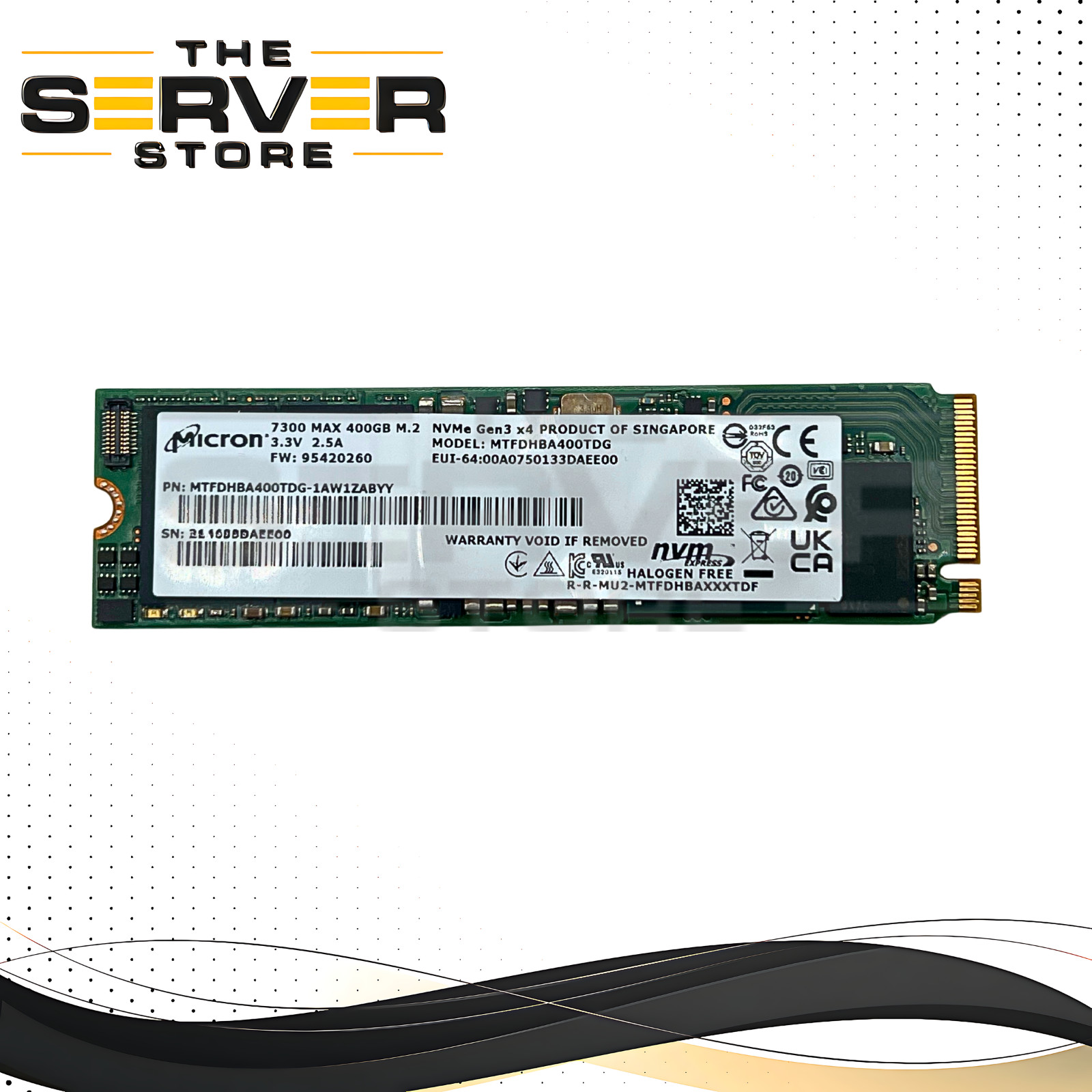 Micron 400GB NVMe 2280 M.2 PCIe Gen 3.0 x4 SSD 7300 MAX Series MTFDHBA400TDG