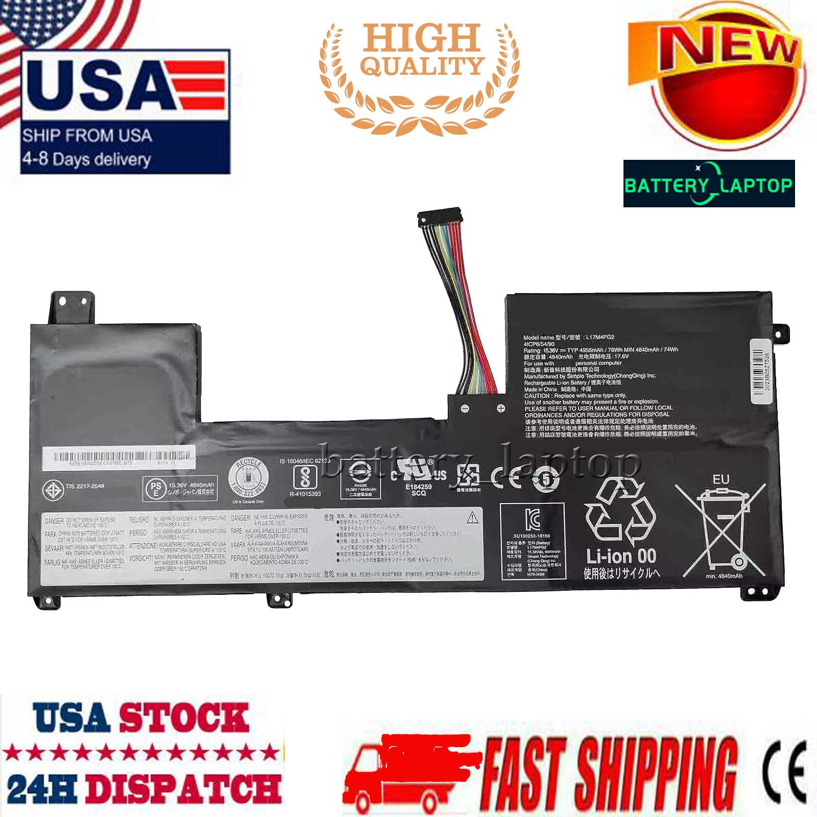 L17C4PG2 L17M4PG2 Laptop Battery for Lenovo Legion Y730-17ICH Y740-17ICH 17IRH