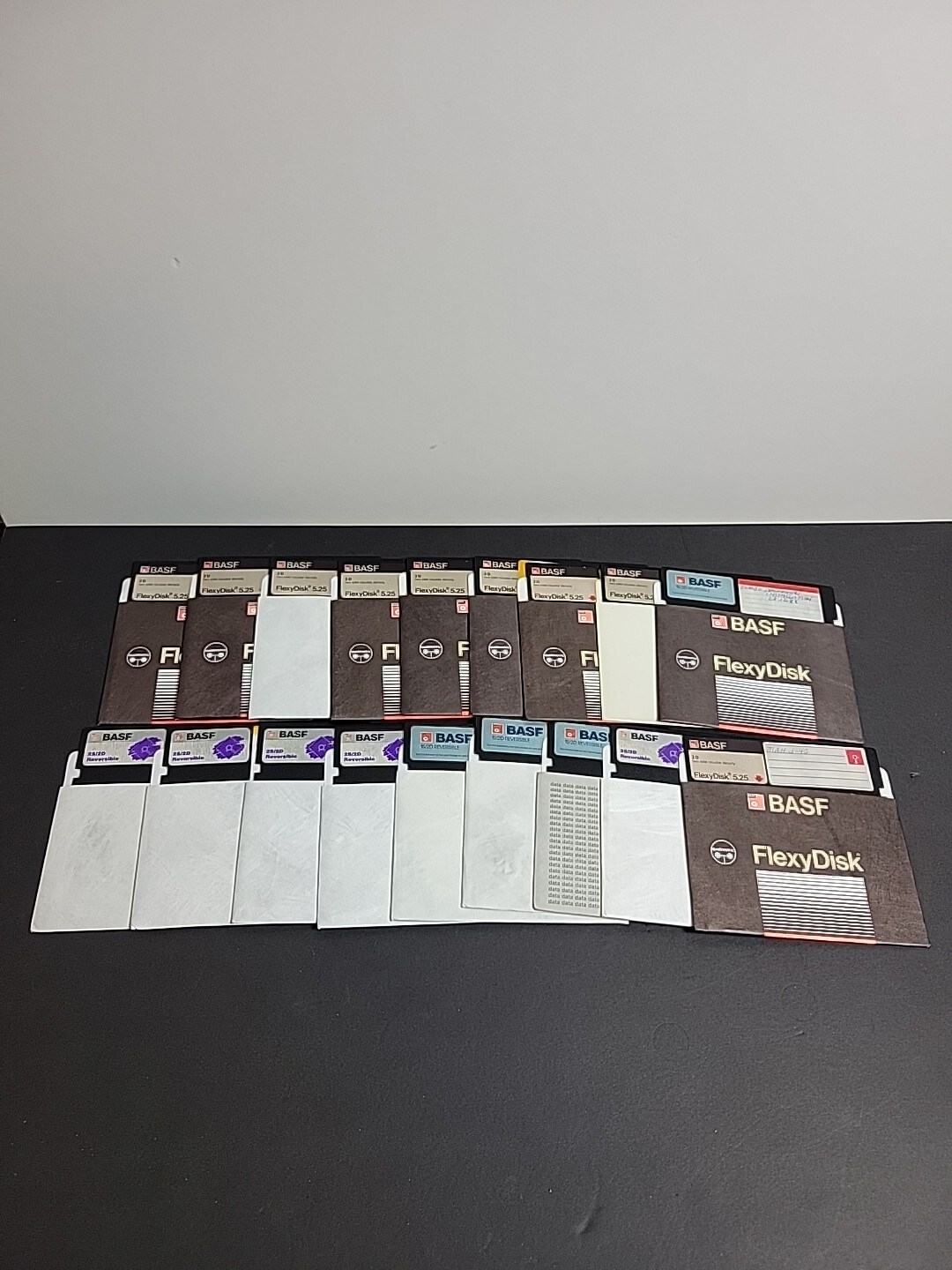 Lot Of 18 Vintage BASF 5.25 Floppy Disks Used  bundle Flexy disk Rev + sleeves 