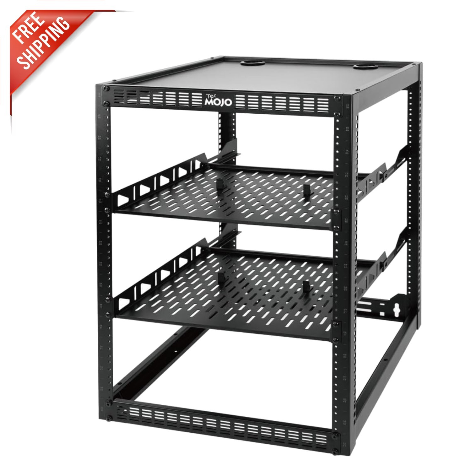 Heavy-Duty 16U Network Rack for IT & AV Devices - Maximum Load Capacity 260lbs