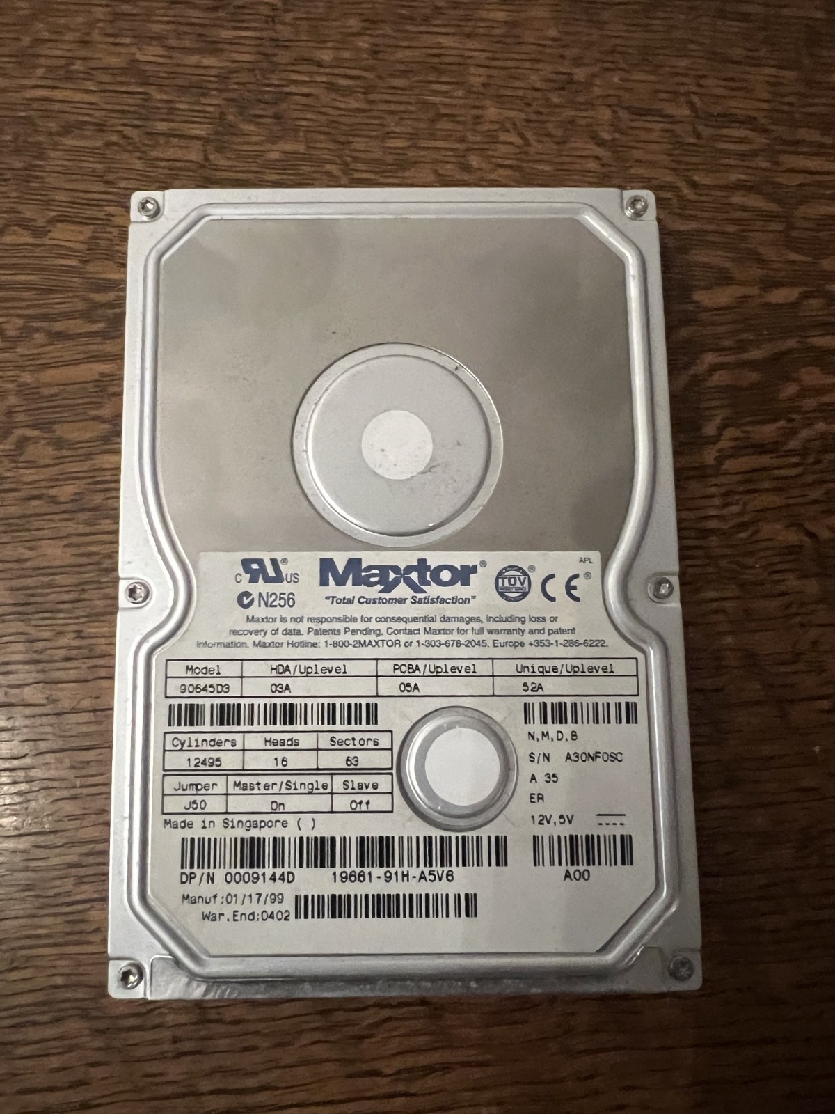 Maxtor 90645D3 6.4GB 3.5" IDE Internal Desktop Hard Drive 5400 RPM Dell 9144D