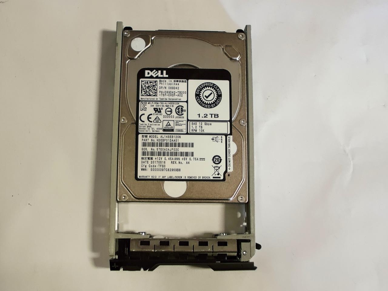 Dell 89D42 AL14SEB120N 1.2TB HDD 10K SAS12 Gbps Hard Drive w/ Caddy