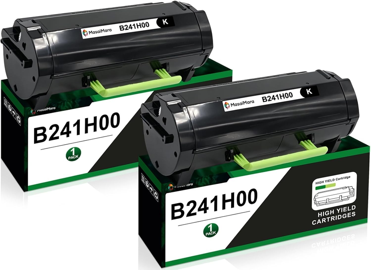 B241H00 Black High Yield Toner Cartridge Lexmark B2442 B2546 B2650 MB2442 2 Pack