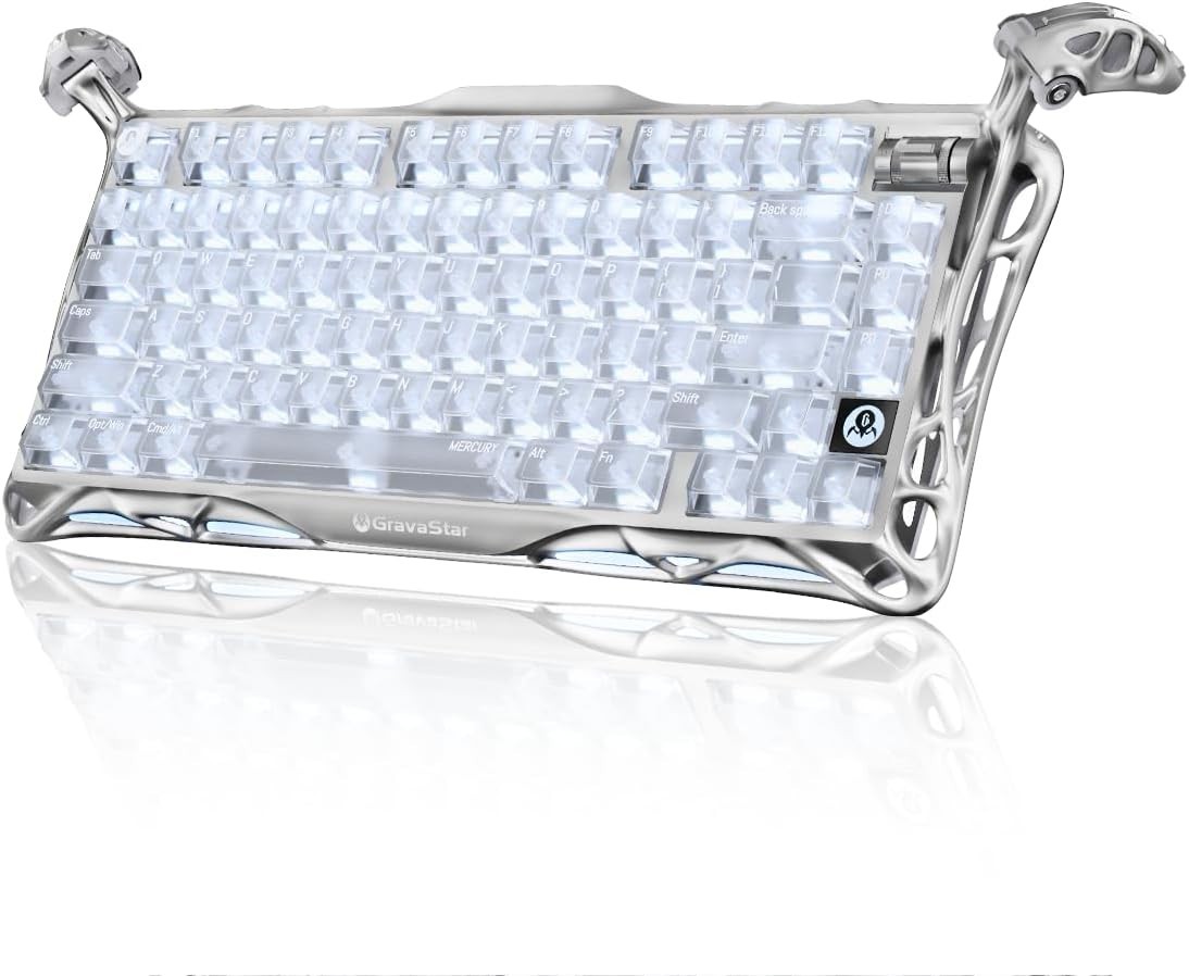 GravaStar Mercury K1 Pro Wireless 75% Gaming Keyboard - Ghost Silver (SEALED)