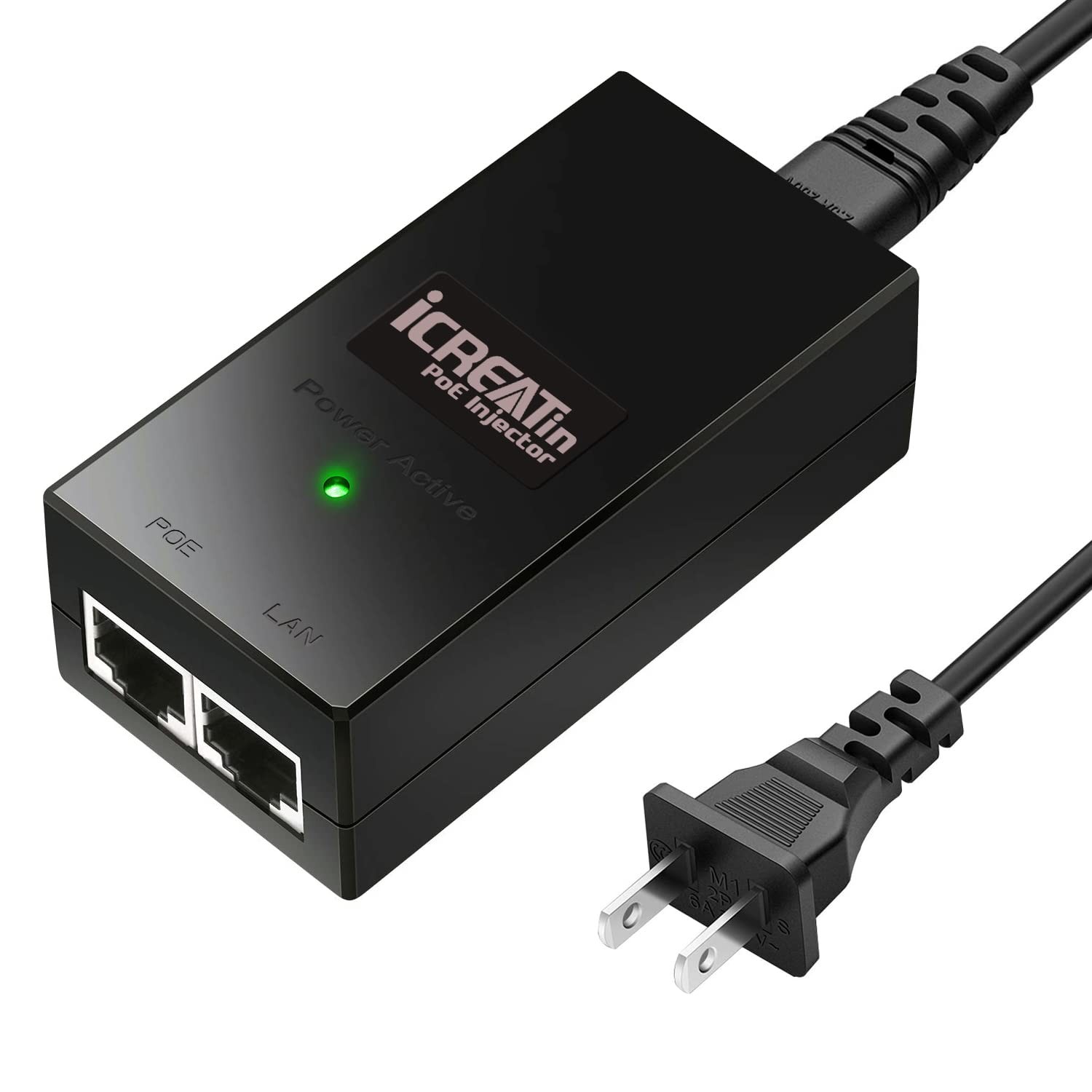 iCreatin Gigabit POE Plus+ Injector 802.3at 30W Power Over Ethernet up to 120