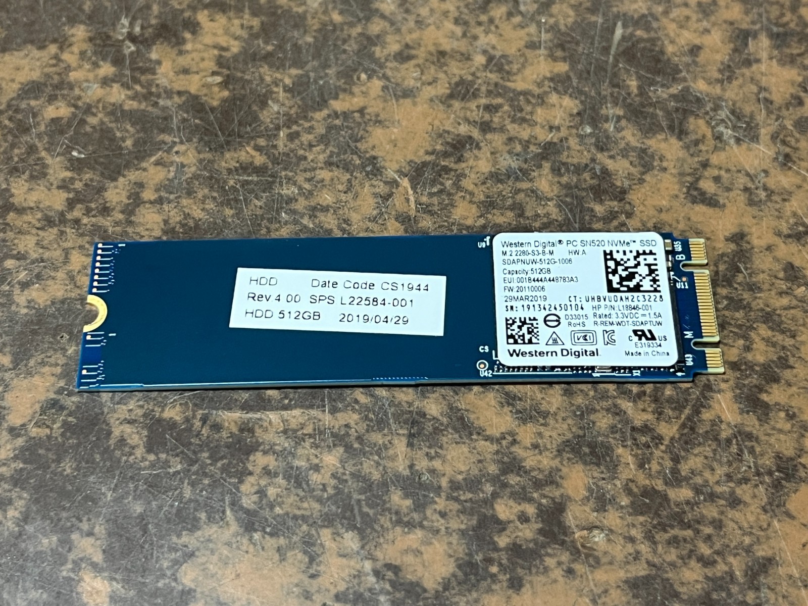 Genuine Fast WD HP 512 GB NVMe M.2 Solid State Drive SDAPNUW-512G-1006