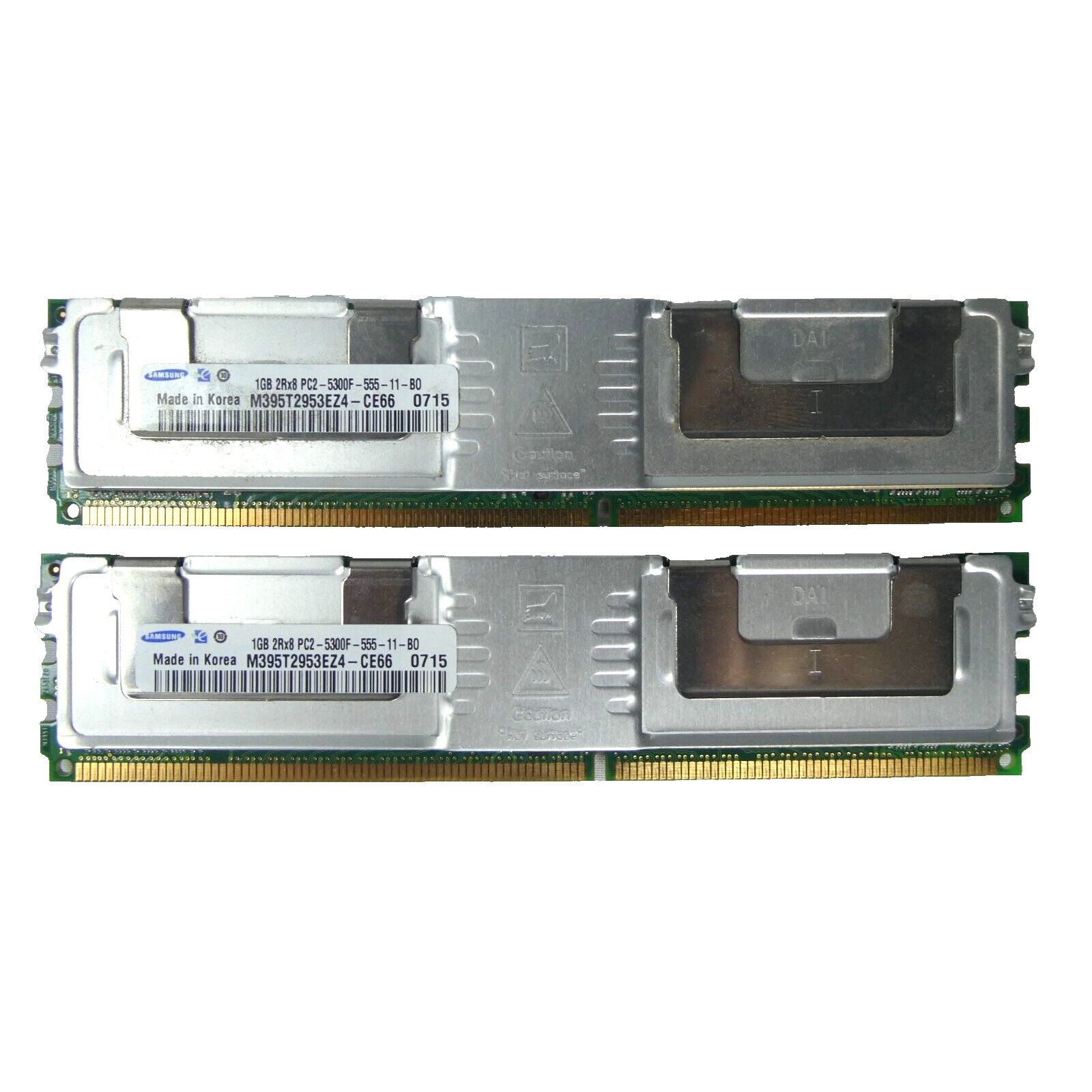 Lot of 2 Samsung 2GB 2x 1GB 2Rx8 PC2-5300F-555-11-80 Memory M395T2953EZ4-CE66 