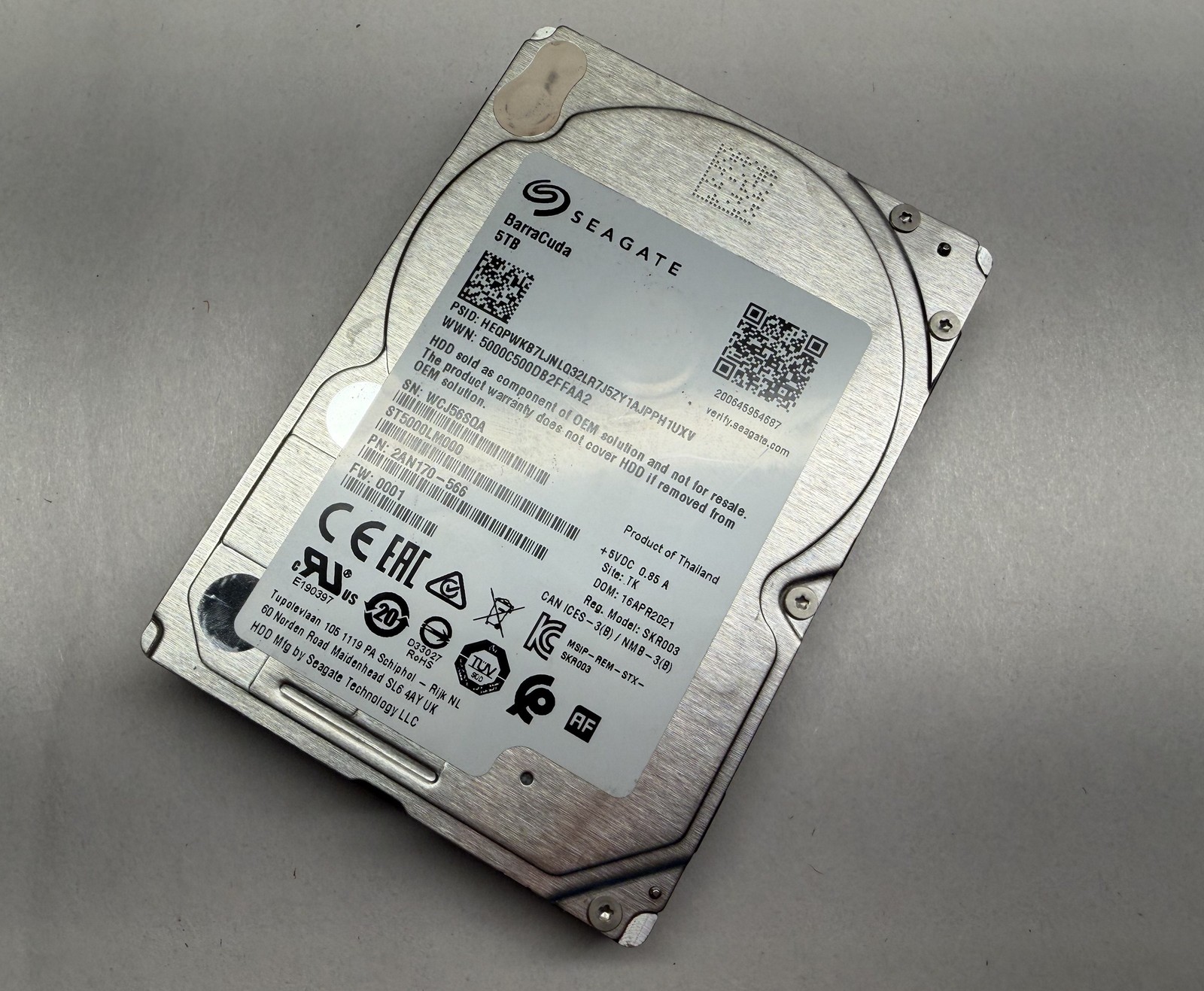 Seagate BarraCuda 5TB 2.5in 15mm SATA HDD ST5000LM000 SMR Tested SMART Report