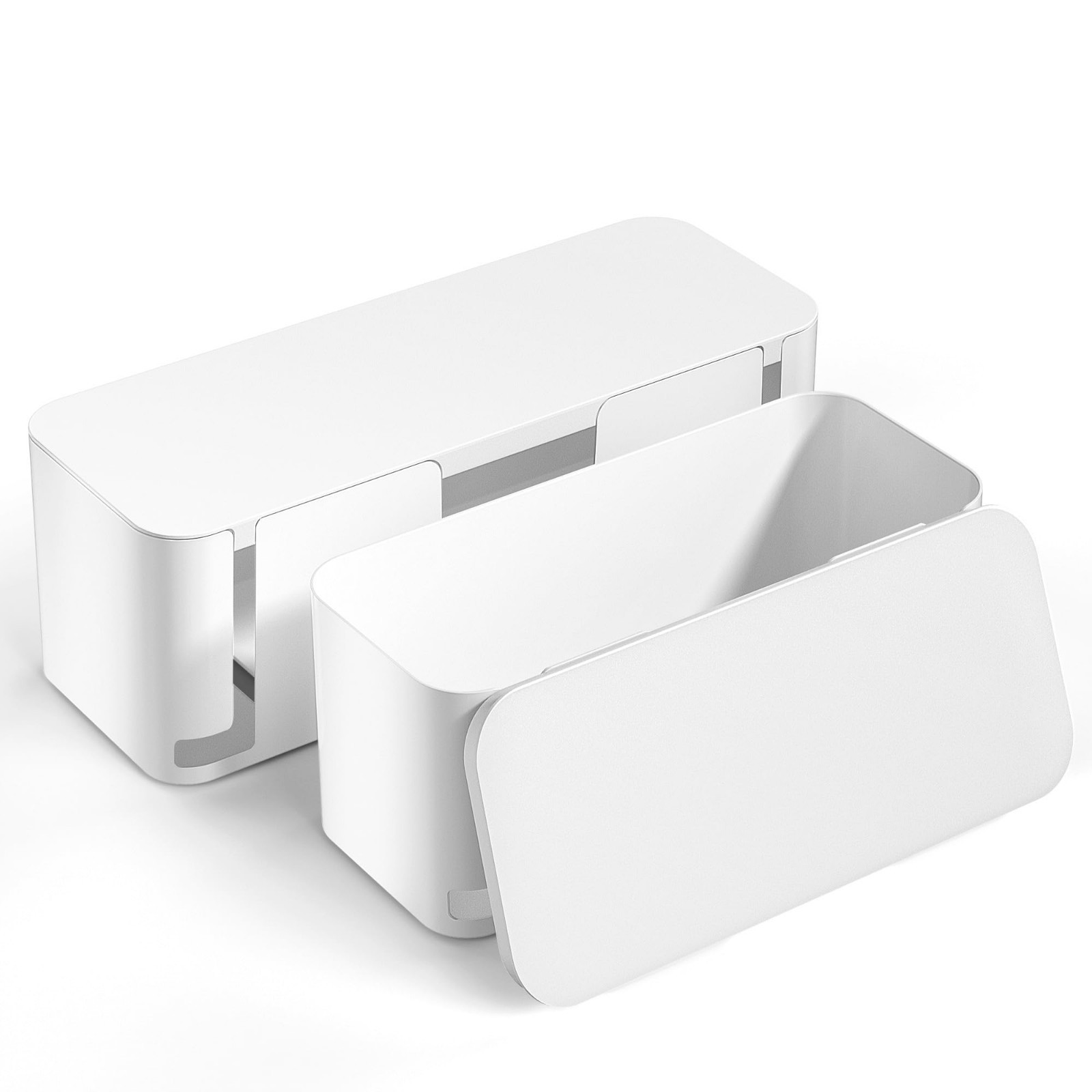 XL & M Cable Management Box Set - White, 2 Pack, Organize Cords & Wires