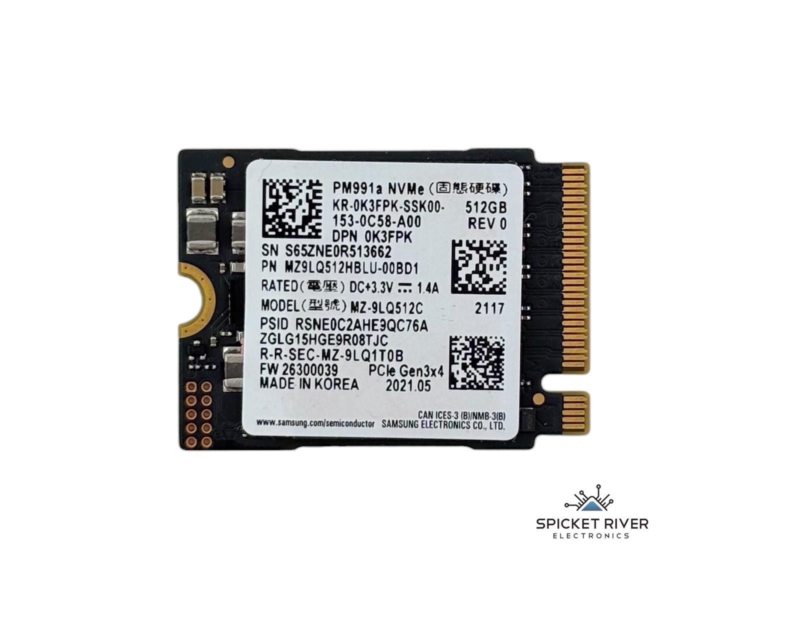 Samsung PM991a MZ-9LQ512C 512GB M.2 2230 PCIe Gen3x4 NVMe SSD Solid State Drive