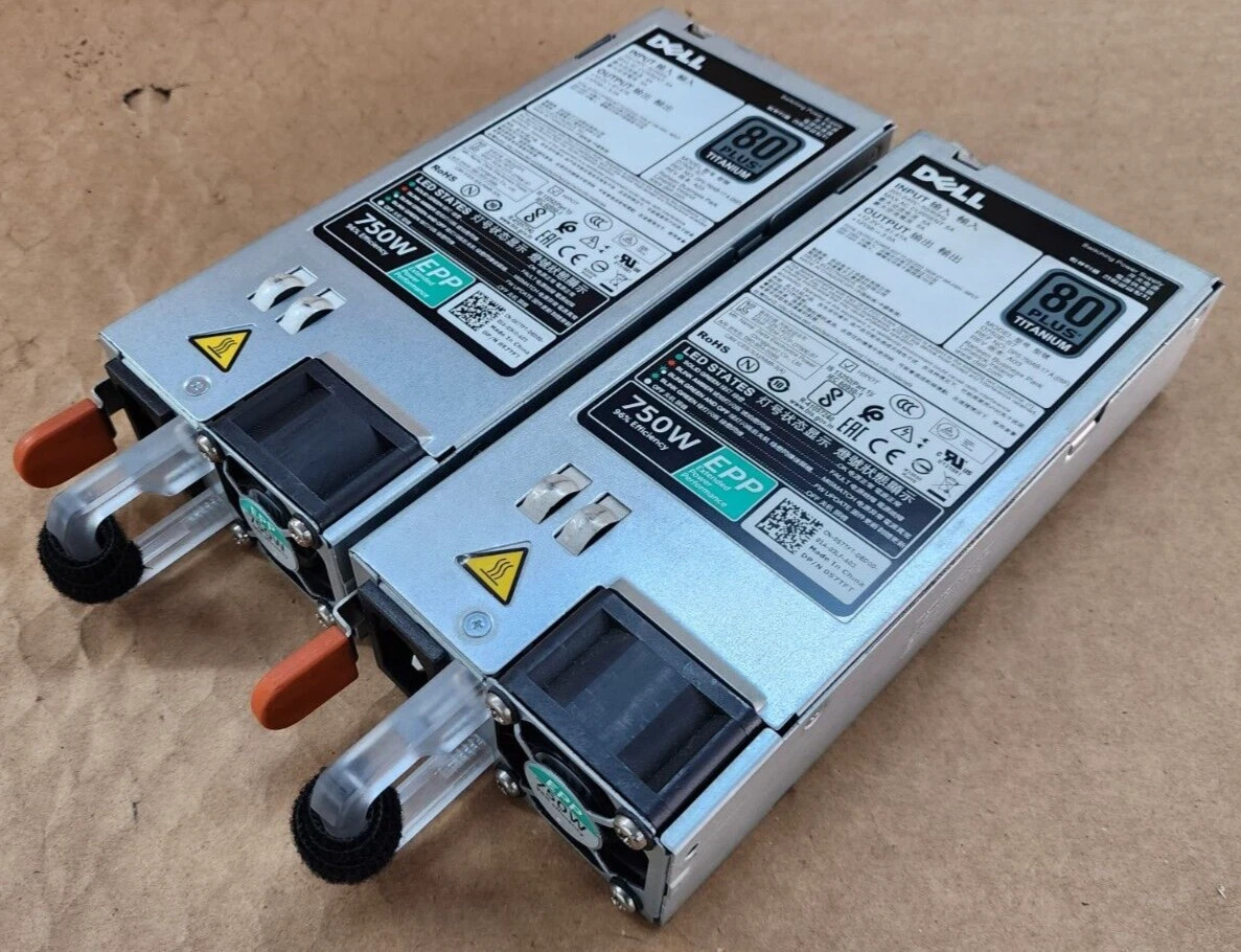 LOT 2 Dell 57TFT PowerEdge 750W EPP 200–240V Titanium Hot Swap Power Supply