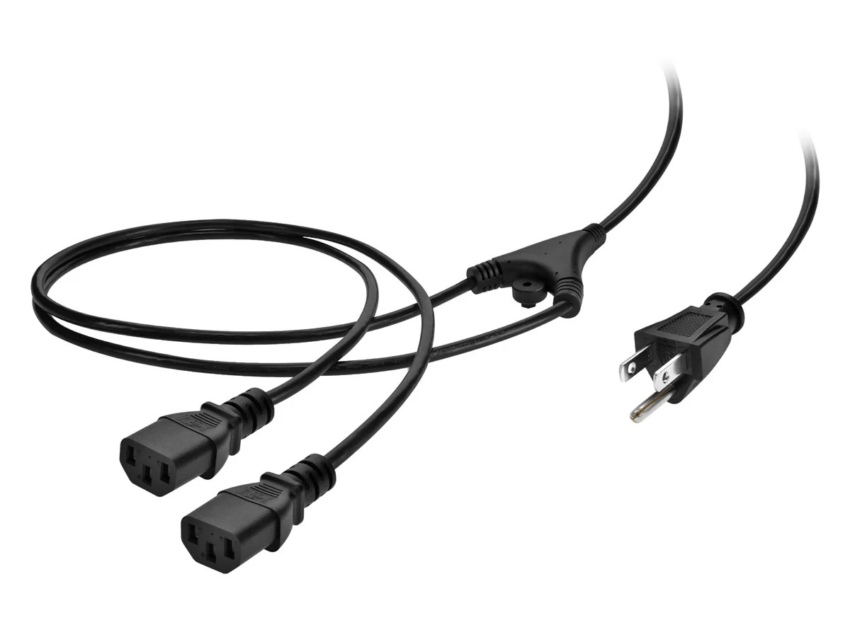Monoprice Power Extension Cord Splitter Cable - 6 Feet, 18AWG Conductors, 10A