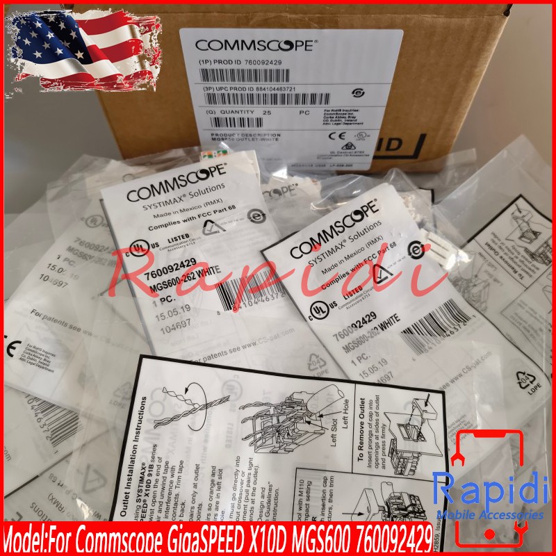 Box of 25PCS 760092429 Commscope GigaSPEED X10D MGS600 Series White Cat6A Jacks
