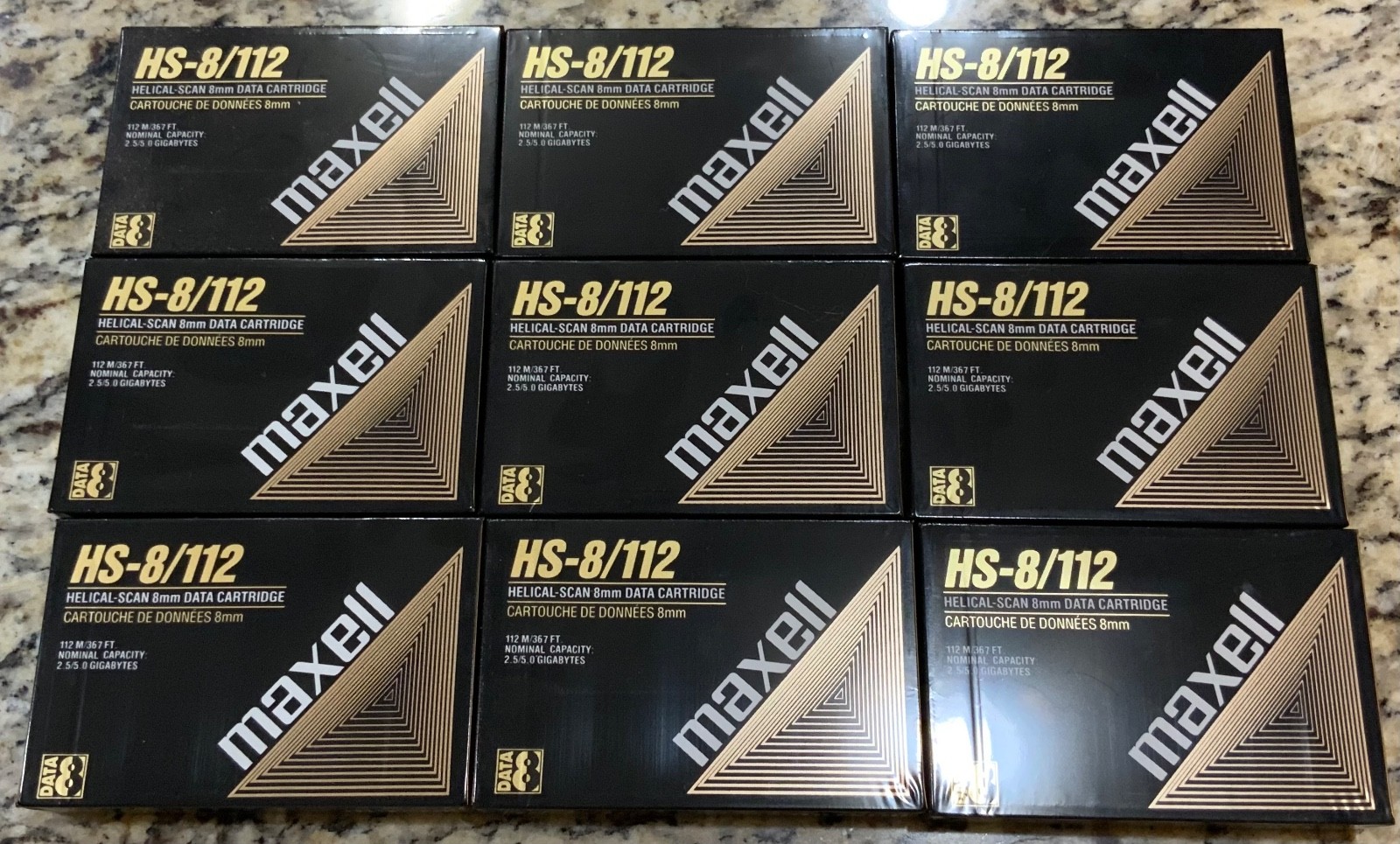 Lot of 9 Maxell HS-8/112 Helical Scan 8mm Data Cartridge Tape Cassette Japan New