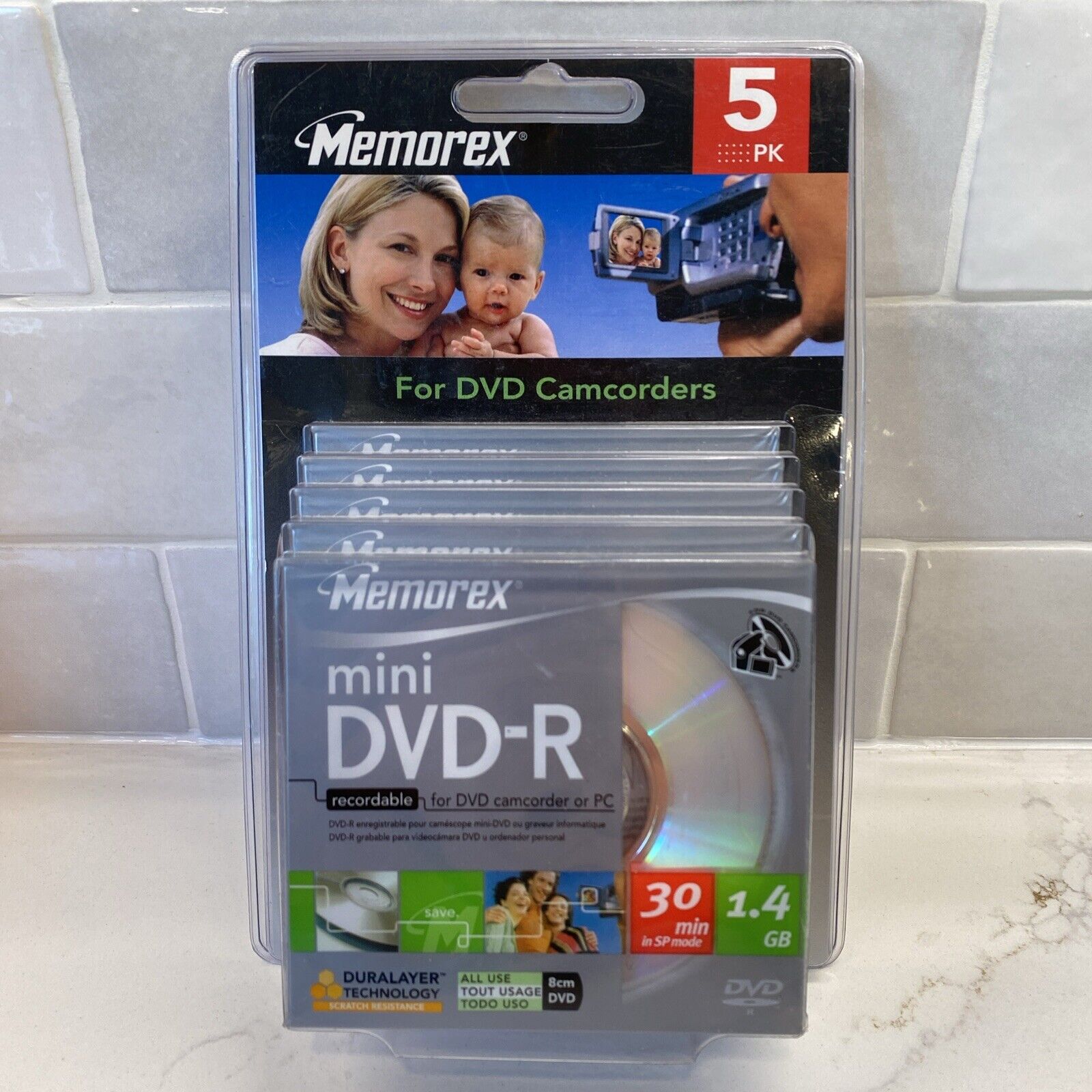 5 Pack Memorex Mini DVD-R 1.4GB 30 Minutes Recordable for Camcorder or PC Sealed