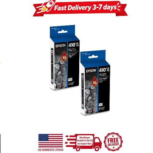 2 pack epson 410xl, photo black ink cartridge, high capacity