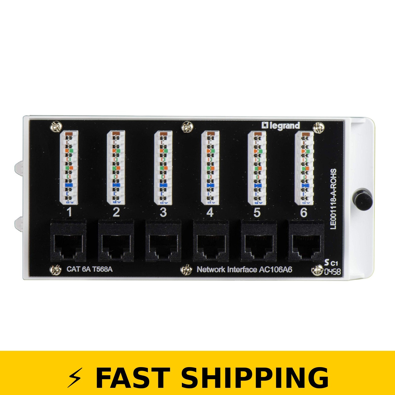 Legrand OnQ 6 Port Cat 6A Network Patch Panel - Black