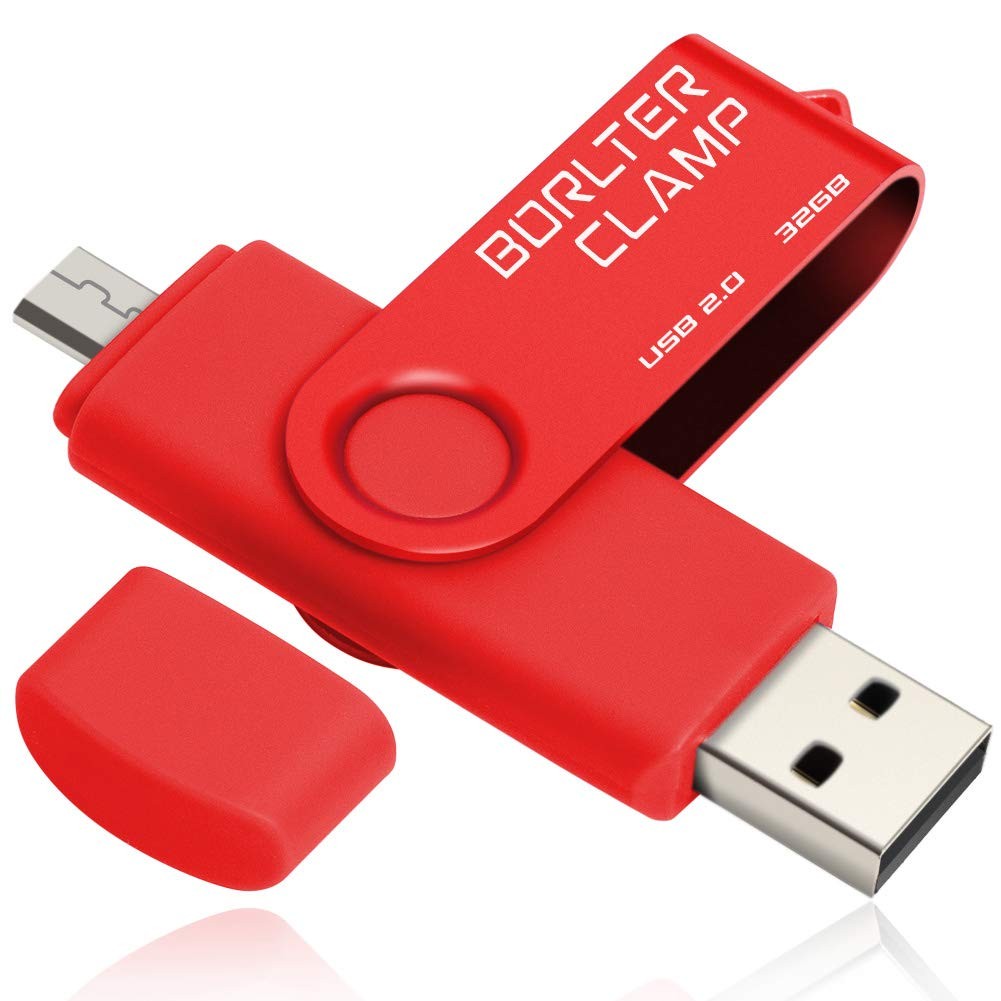 BorlterClamp 32GB USB Flash Drive Dual Port Memory Stick, OTG Thumb Drive wit...