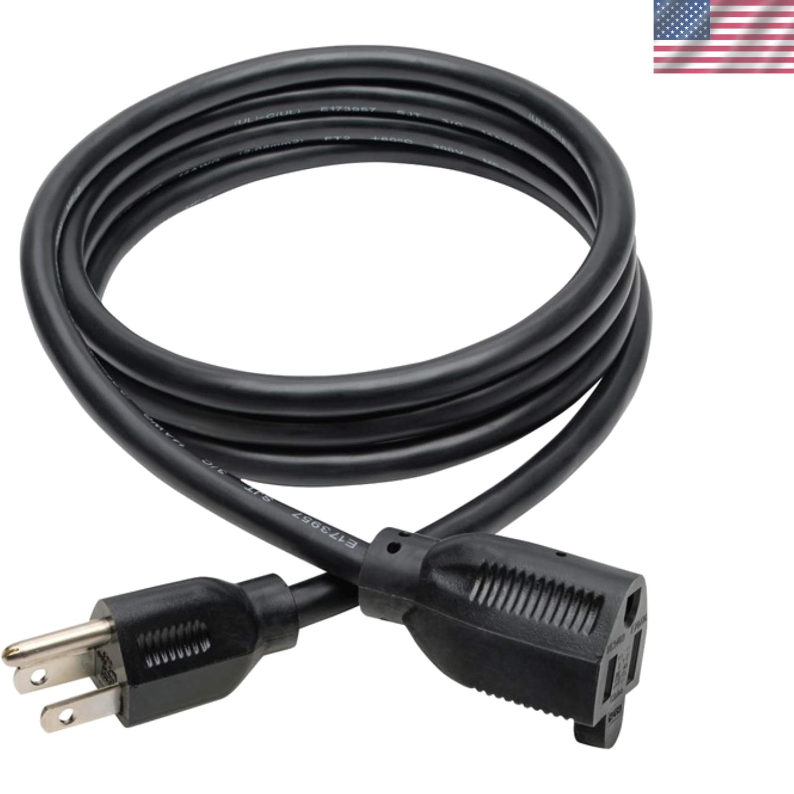 Eaton 3-Prong 6ft Power Cord Extension Cable | Heavy-Duty 15A, 14AWG, 125V, N...