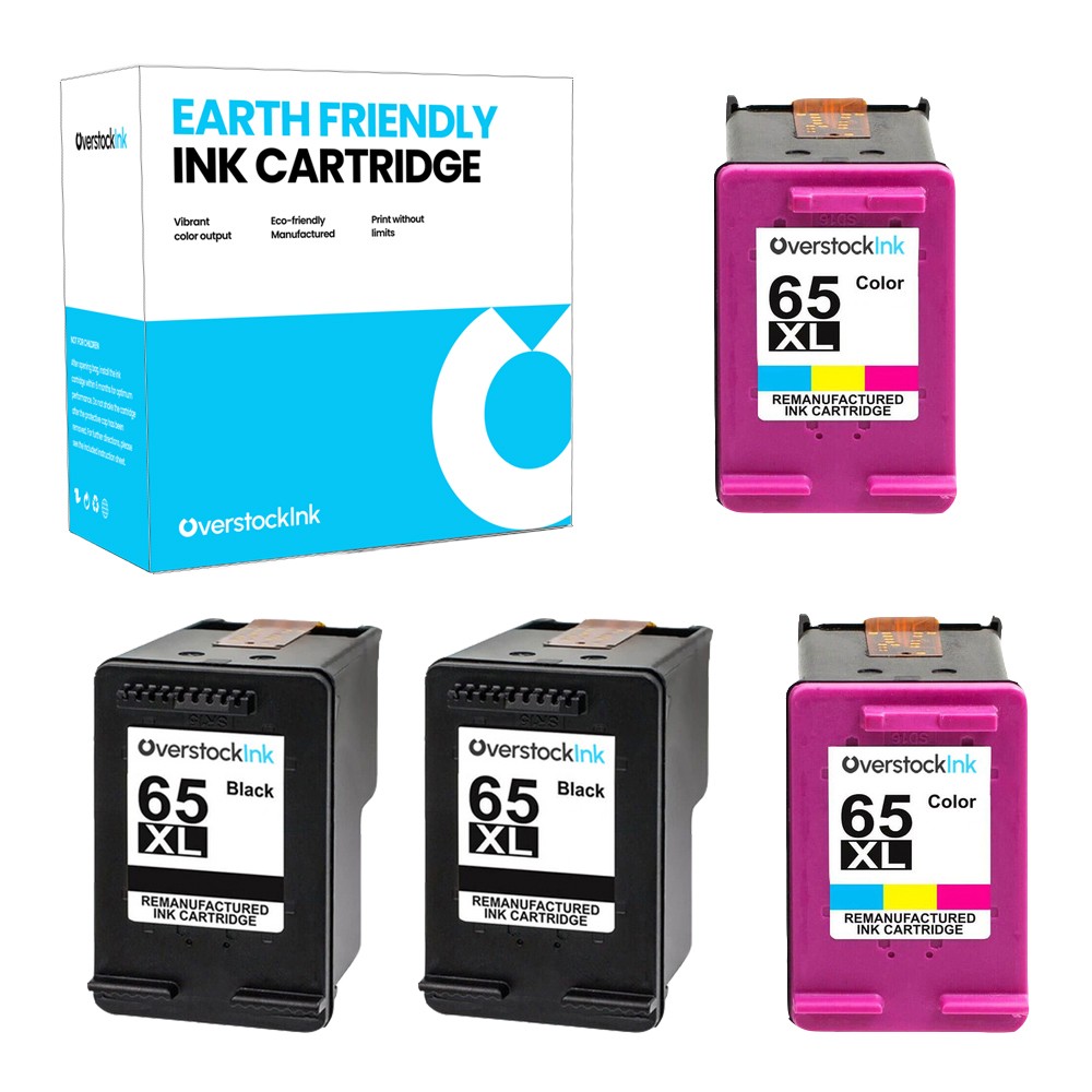 4PK 65XL 65 XL Ink Cartridges fits HP AMP 130, HP DeskJet 3720, ENVY 5020, 5032